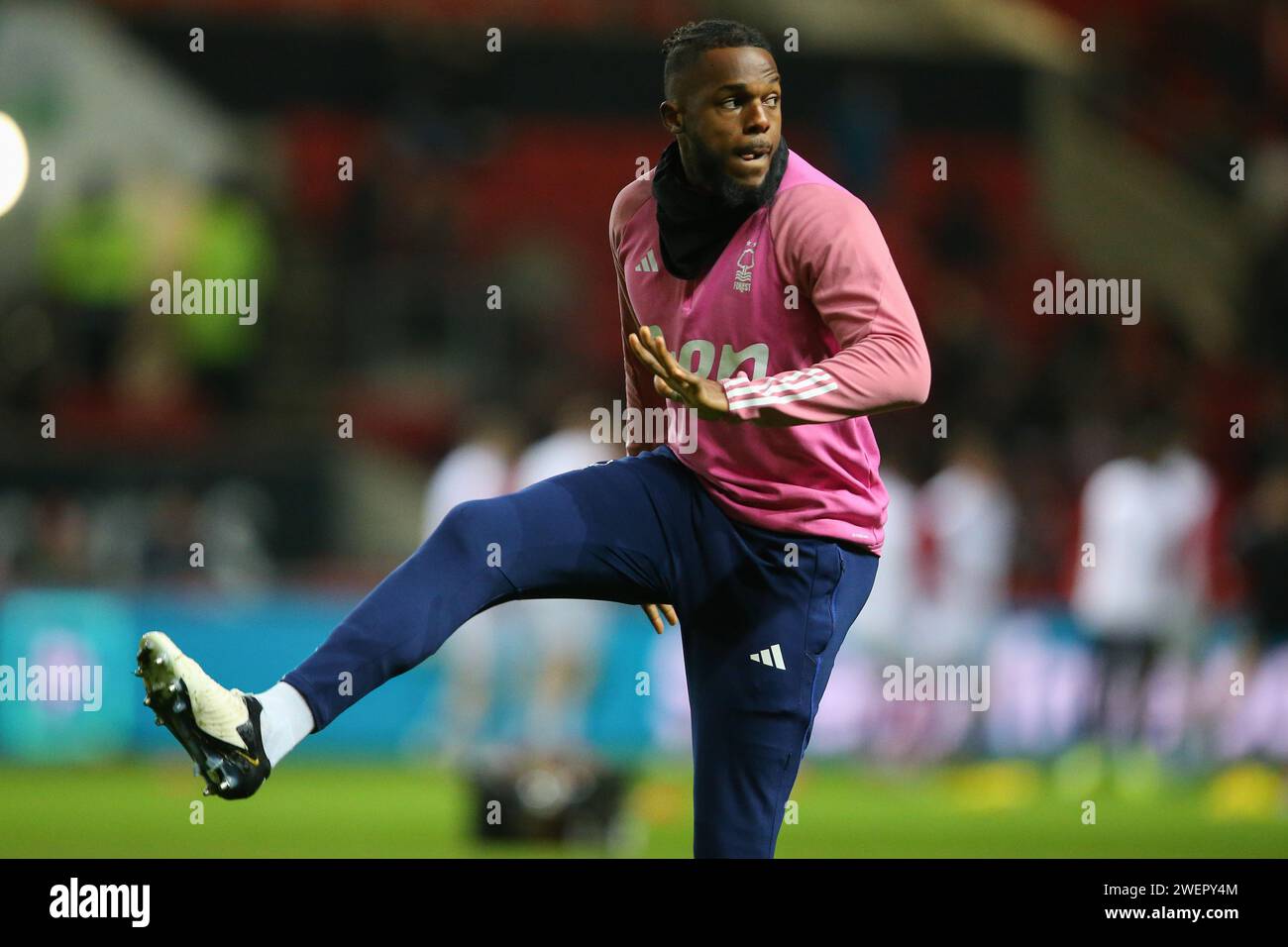 Bristol, UK. 26th Jan, 2024. Anthony Elanga of Nottingham Forest during the pre-game warm up ahead of the Emirates FA Cup Fourth Round match Bristol City vs Nottingham Forest at Ashton Gate, Bristol, United Kingdom, 26th January 2024 (Photo by Gareth Evans/News Images) in Bristol, United Kingdom on 1/26/2024. (Photo by Gareth Evans/News Images/Sipa USA) Credit: Sipa USA/Alamy Live News Stock Photo