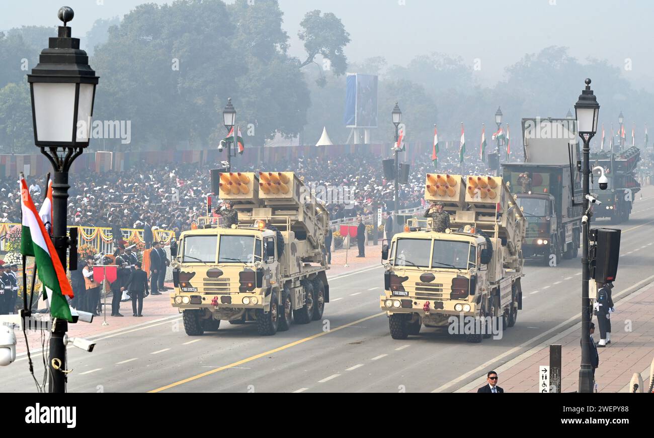 NEW DELHI, INDIA - JANUARY 26: PINAKA (Rocket Launcher System) on ...