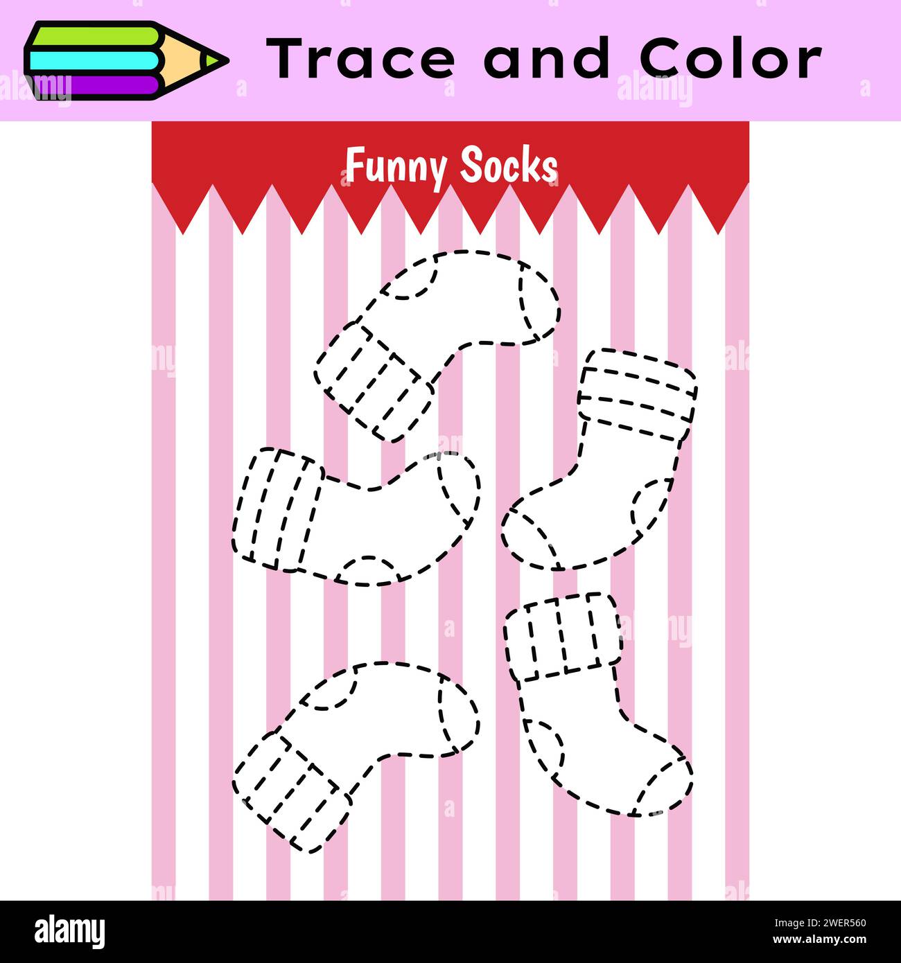 Pen tracing lines activity worksheet for children. Pencil control for