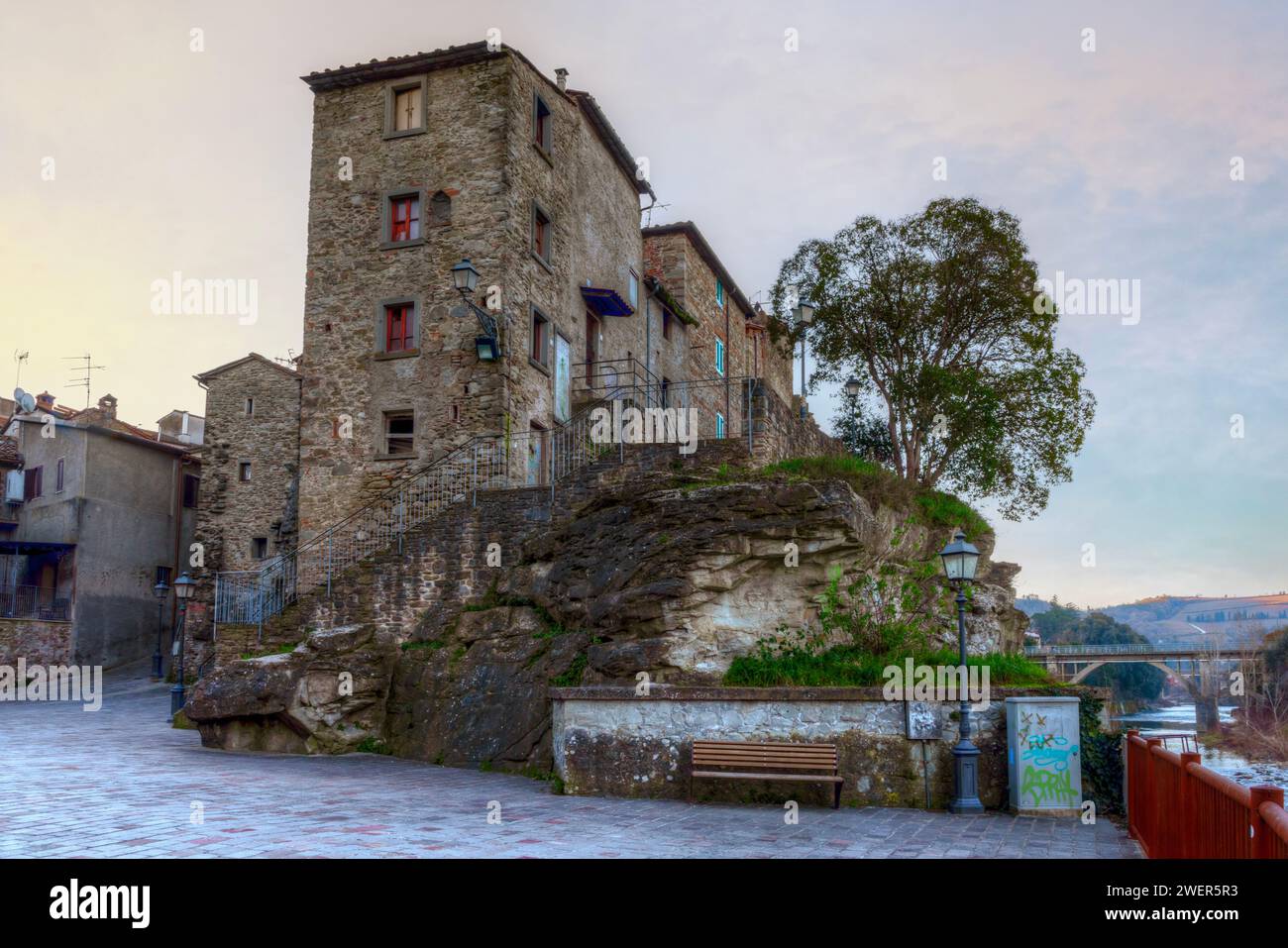 The castle in Subbiano, near Arezzo, Tuscany, Italy. Stock Photo