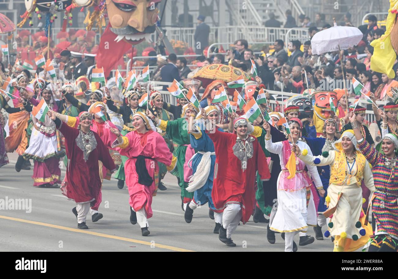 NEW DELHI, INDIA - JANUARY 26: Artists perform during the 75th Republic ...