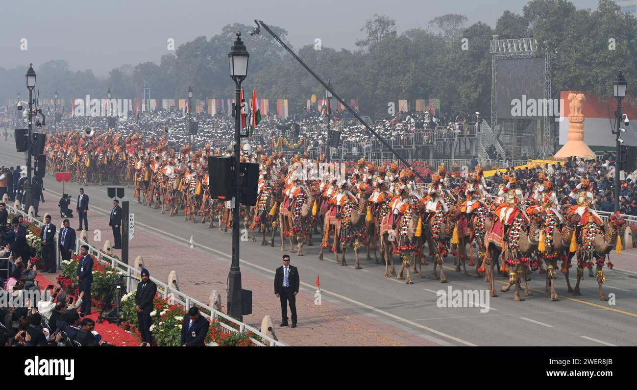 NEW DELHI, INDIA - JANUARY 26: BSF Camel Contingent march during the ...