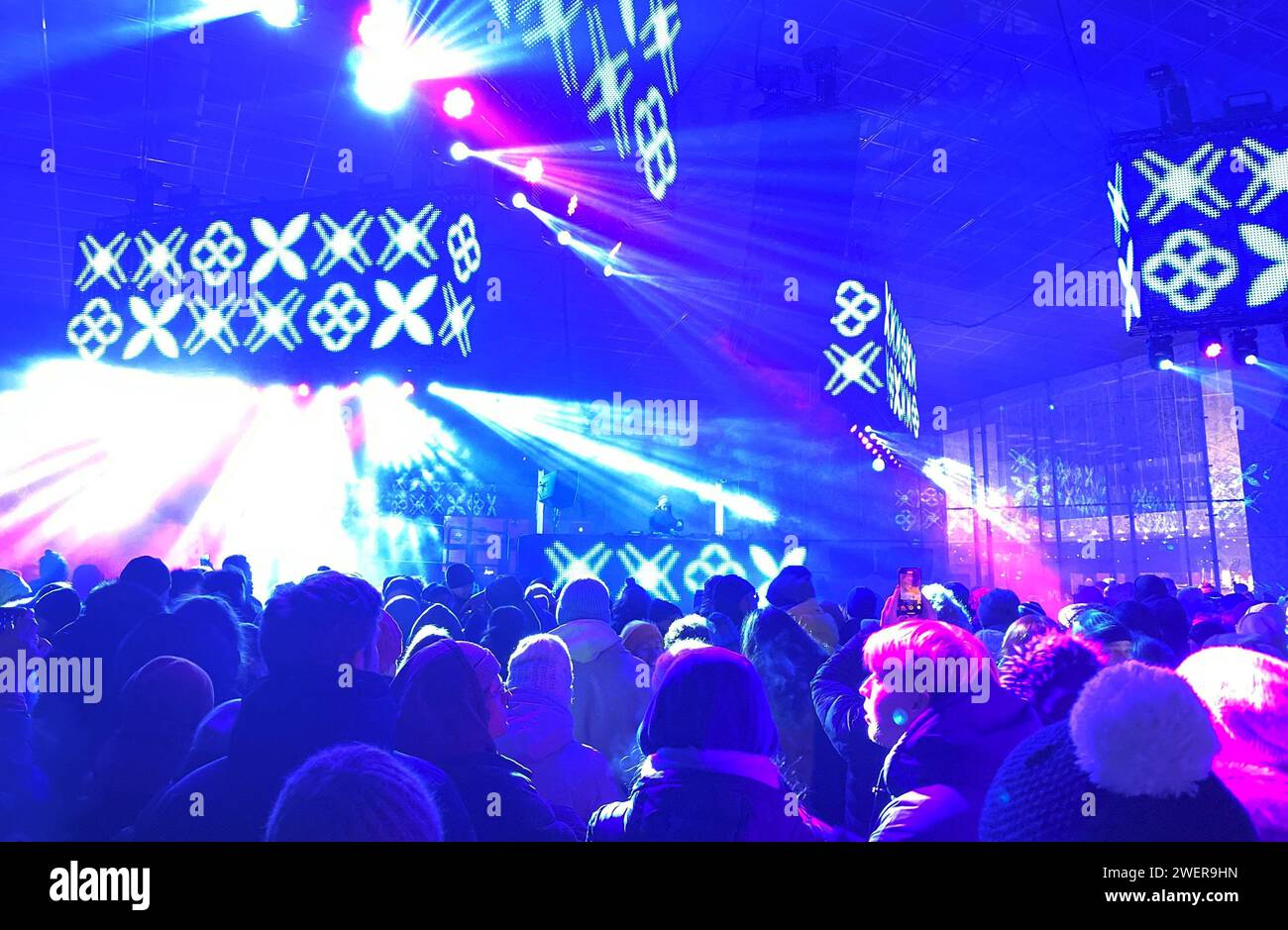 Tartu, Estonia. 26th Jan, 2024. Estonian Culture Minister Heidy Purga DJs at the after-party at the Estonian National Museum during the opening ceremony of the 2024 European Capital of Culture program. Tartu is the European Capital of Culture 2024. Since 1985, the European Union has designated at least one city as the European Capital of Culture every year. Credit: Alexander Welscher/dpa/Alamy Live News Stock Photo