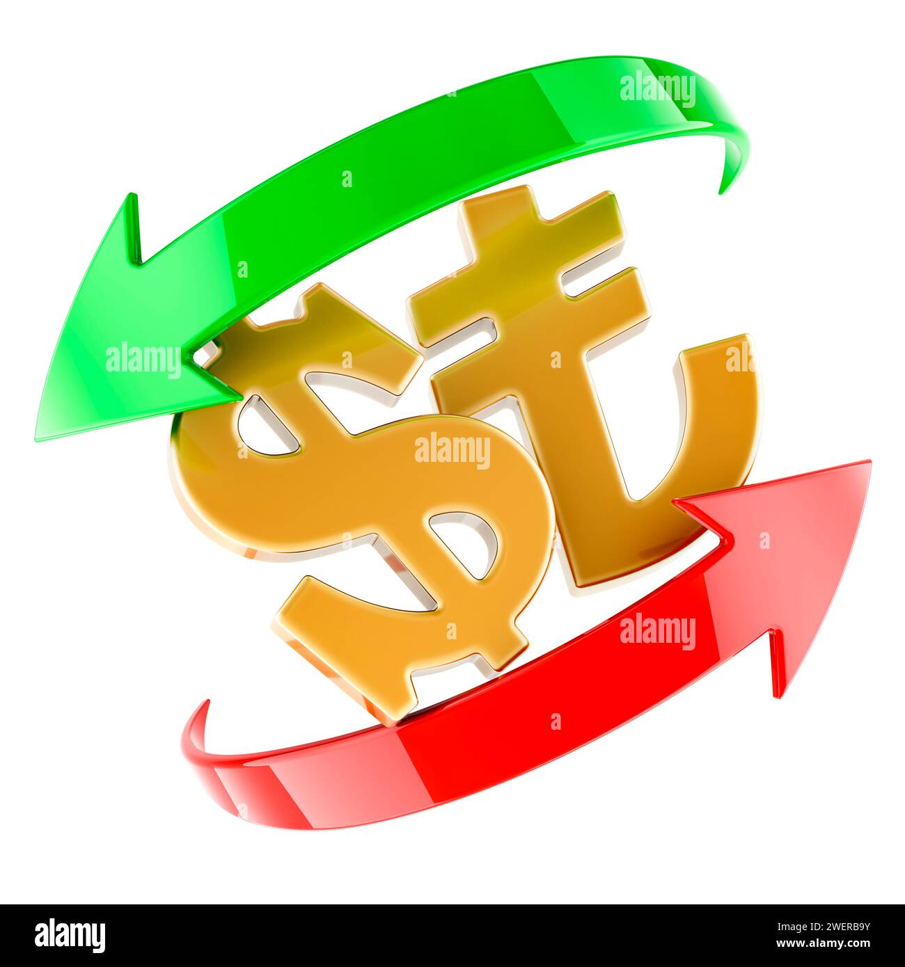 Dollar and Lira, exchange concept, 3D rendering isolated on white