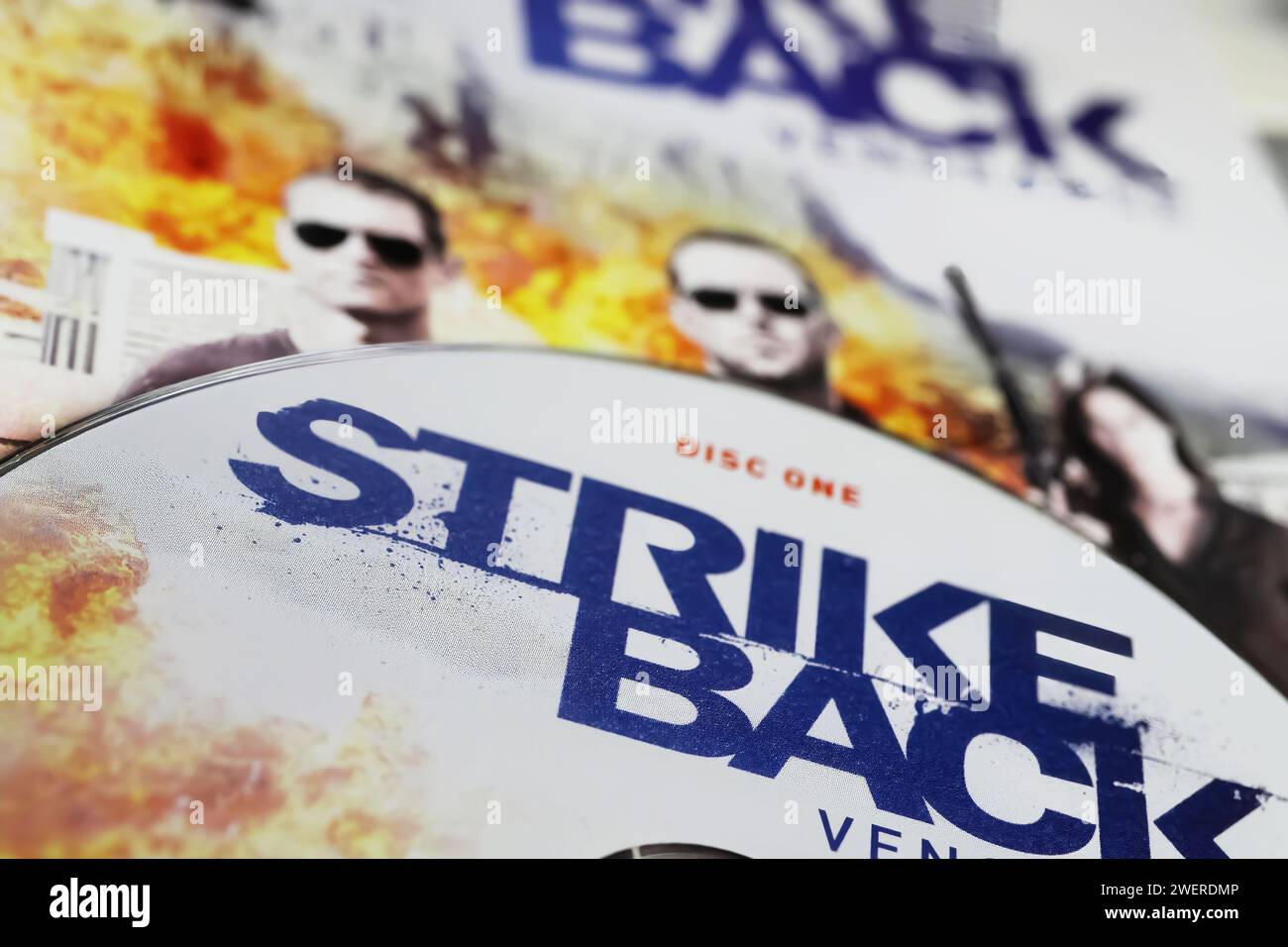 Viersen, Germany - January 9. 2024: Closeup of TV series DVD cover Strike back Stock Photo