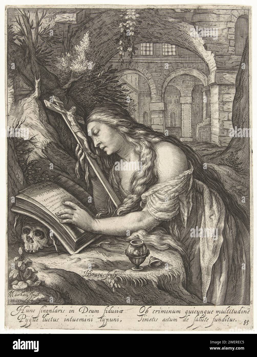 Maria Magdalena, Nicolaas Braeu, after Jacob Matham, c. 1600 - c. 1605 ...