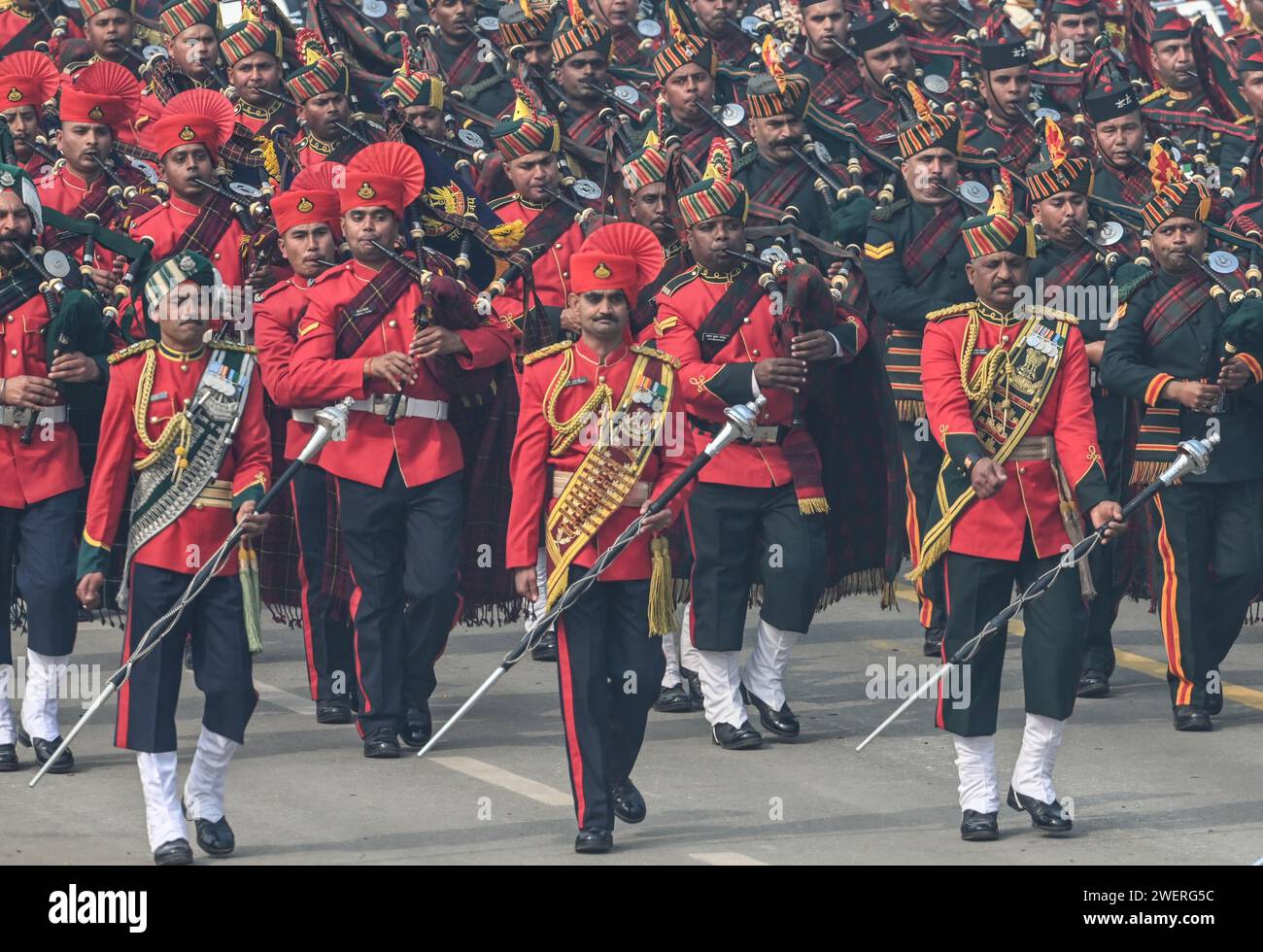 NEW DELHI, INDIA - JANUARY 26: A contingent from Massed Pipes and Drums ...