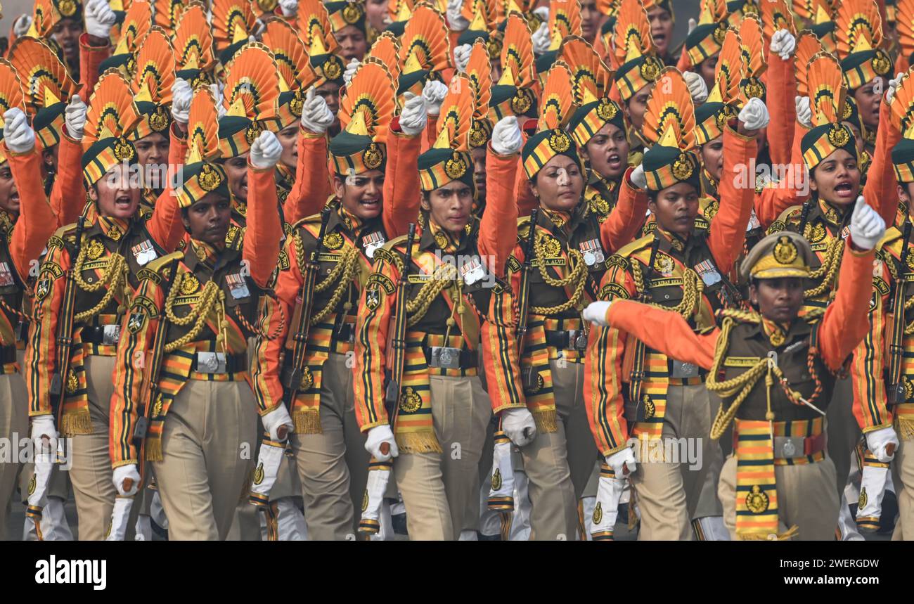 NEW DELHI, INDIA - JANUARY 26: An all women contingent from Indo ...