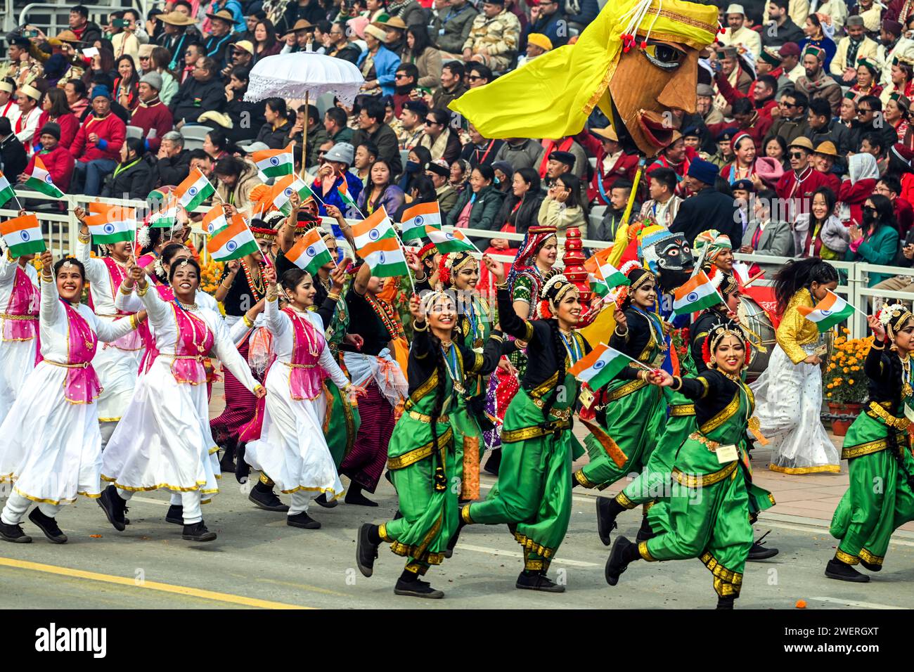 NEW DELHI, INDIA - JANUARY 26: Artists perform during the 75th Republic ...