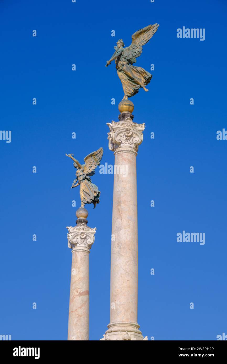 White columns of the Monument to Victor Emmanuel II in Rome, Italy Stock Photo
