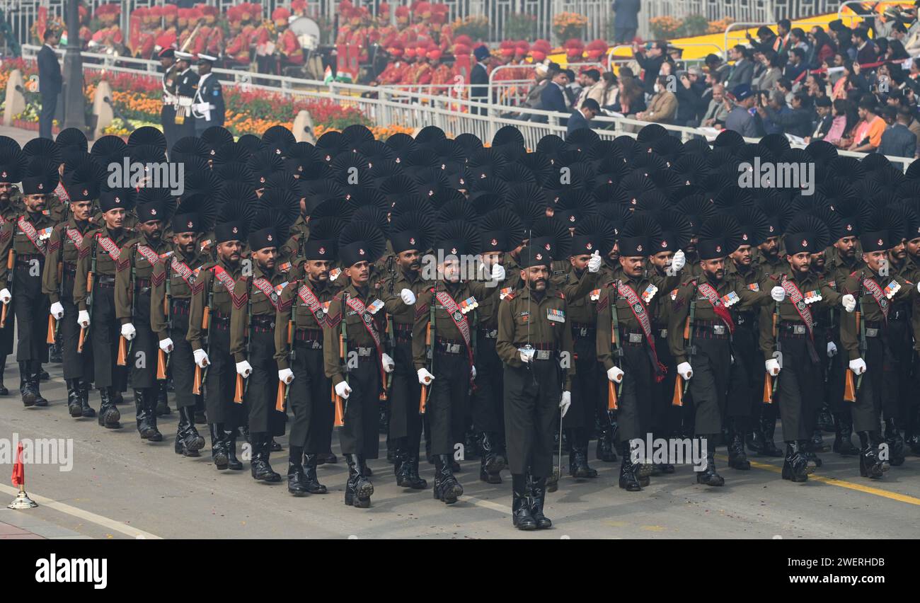 NEW DELHI, INDIA - JANUARY 26: A contingent of the Rajputana Rifles ...