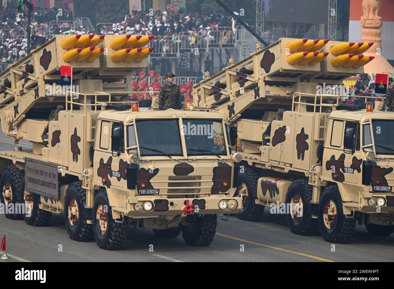 NEW DELHI, INDIA - JANUARY 26: PINAKA (Rocket Launcher System) on ...