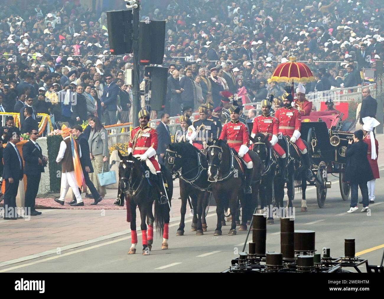 NEW DELHI, INDIA - JANUARY 26: Prime Minister Narendra Modi receives ...