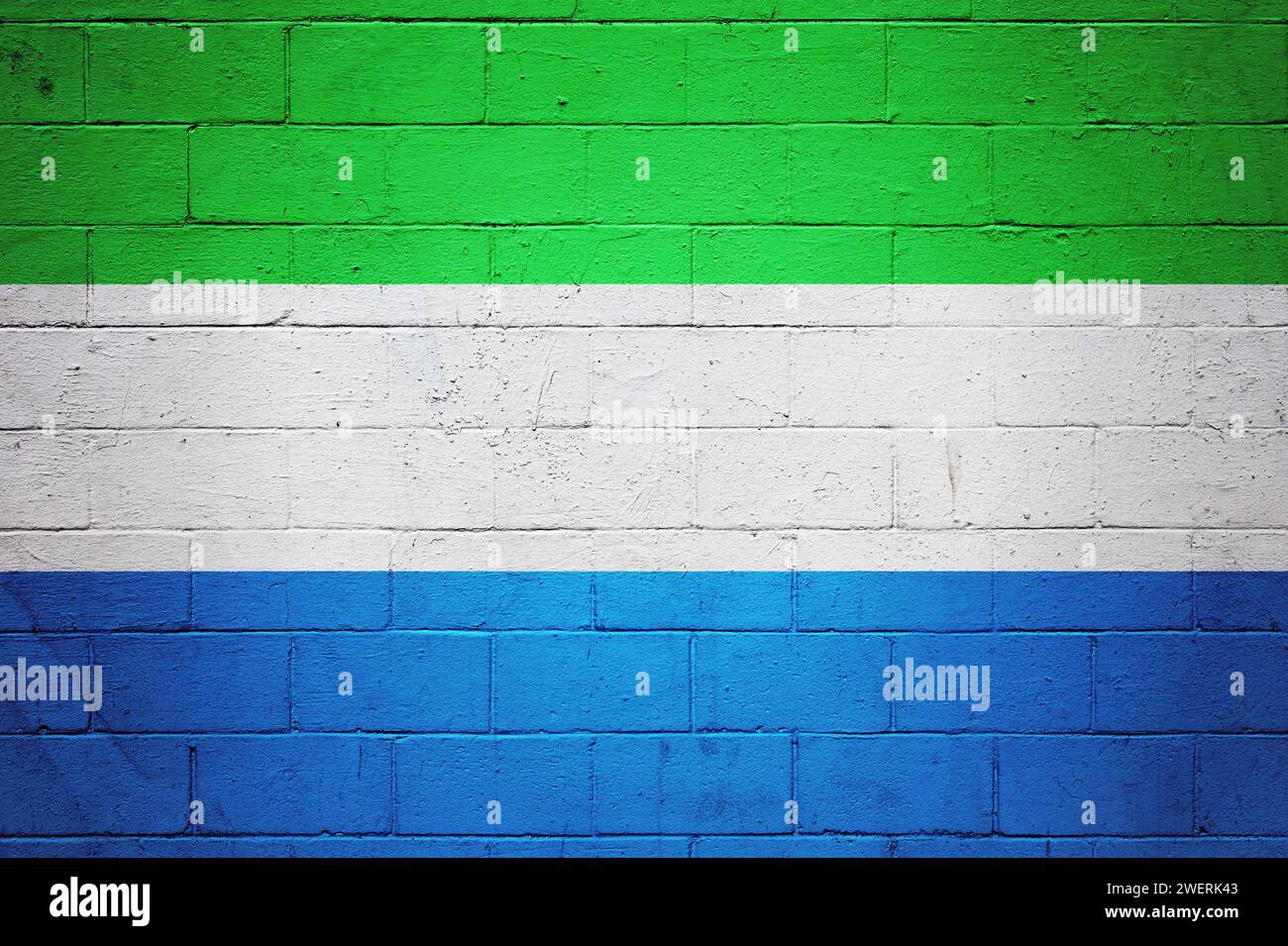 Flag of Sierra Leone painted on a brick wall Stock Photo - Alamy