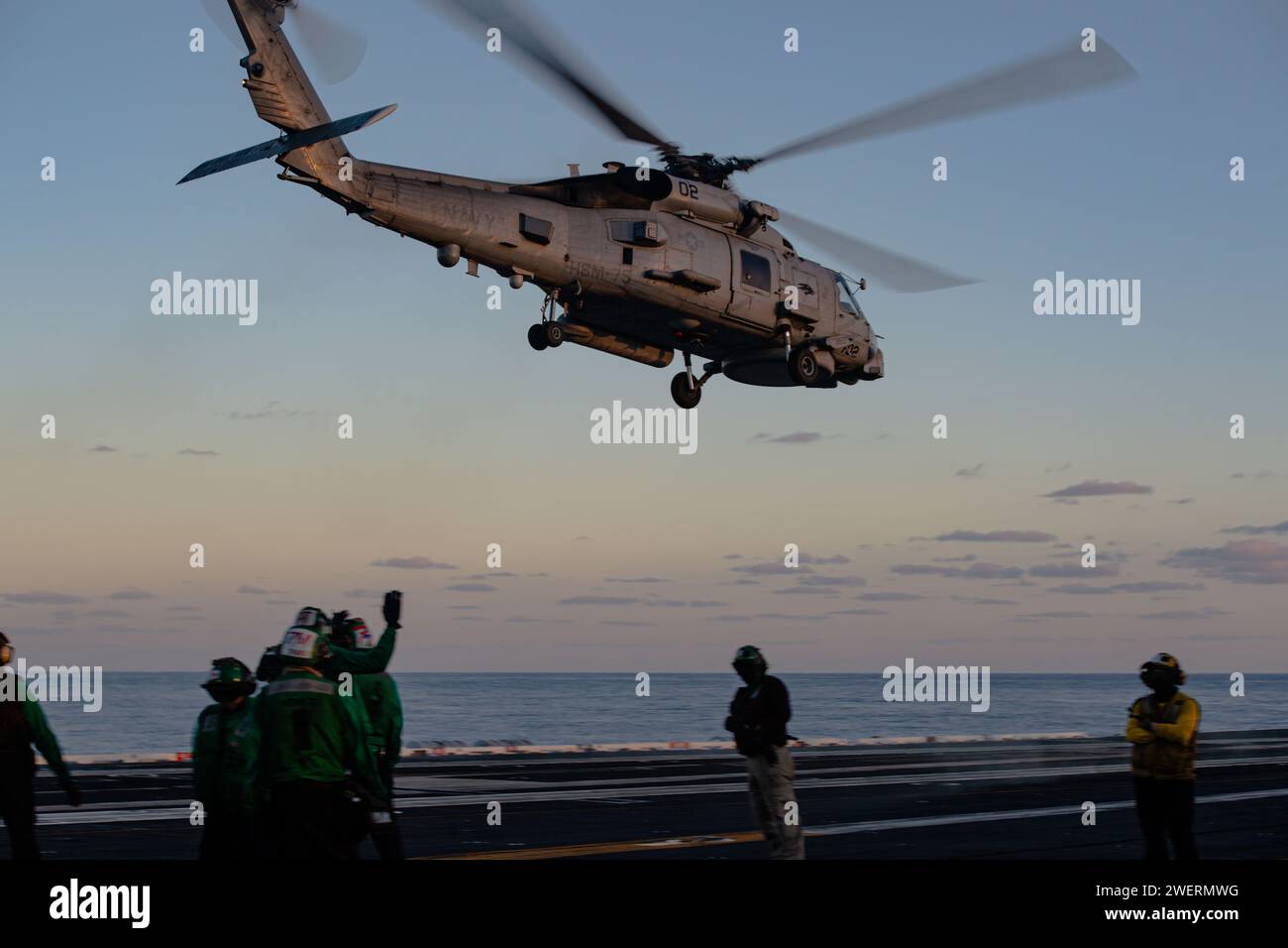 Hsm 75 PACIFIC OCEAN (Jan. 24, 2024) An MH-60R Sea Hawk, attached to the “Wolf ...