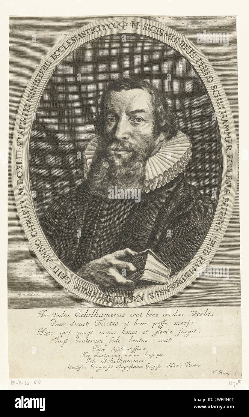 PortraT van Sigismund Philo Schelhammer, Hendrik Bary, 1657 - 1707 print Portrait of Sigismund Philo Schelhammer. With a caption in the Latin of eight lines.  paper engraving Stock Photo