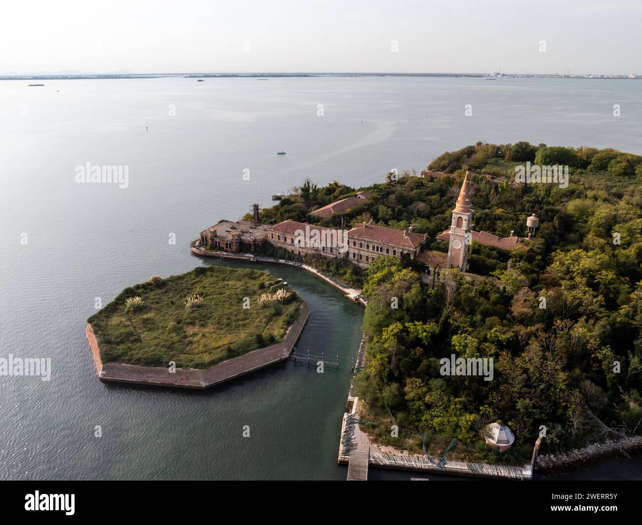 Aerial View Of The Plagued Ghost Island Of Poveglia In The Venetian 