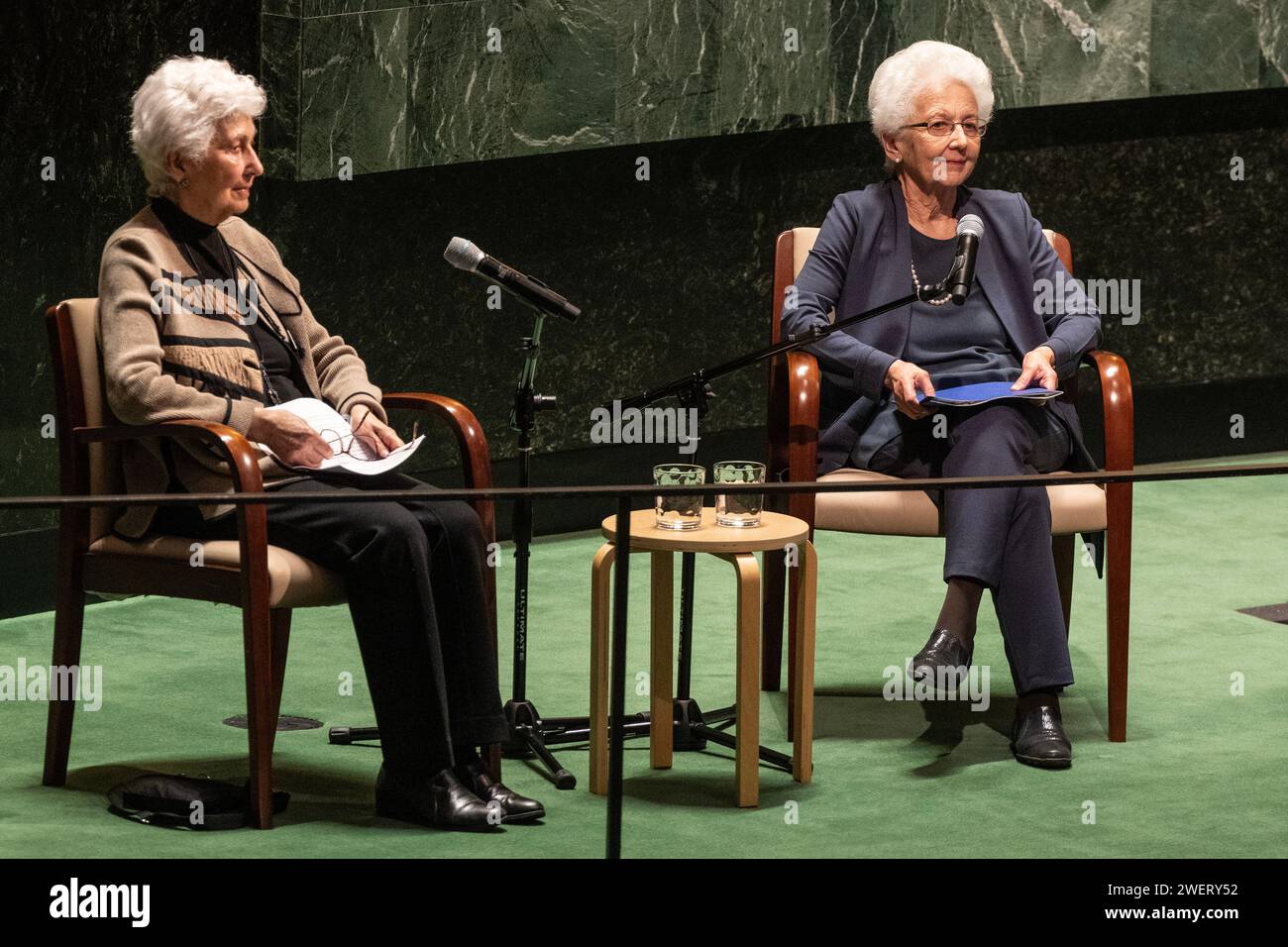 New York, USA. 26th Jan, 2024. Holocaust survivors Edith Tennenbaum ...
