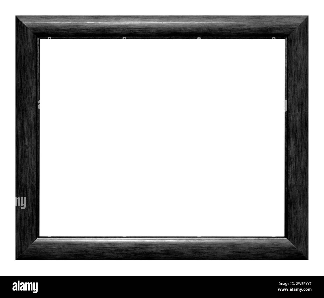 Black wooden frame isolated on the white background. Stock Photo