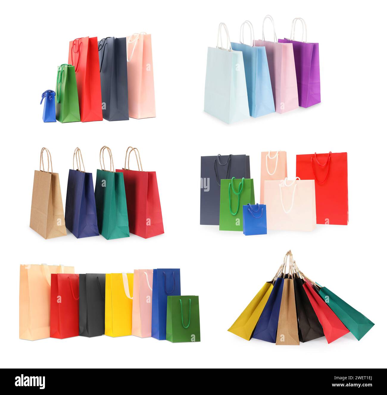 Colorful shopping bags isolated on white, set Stock Photo - Alamy