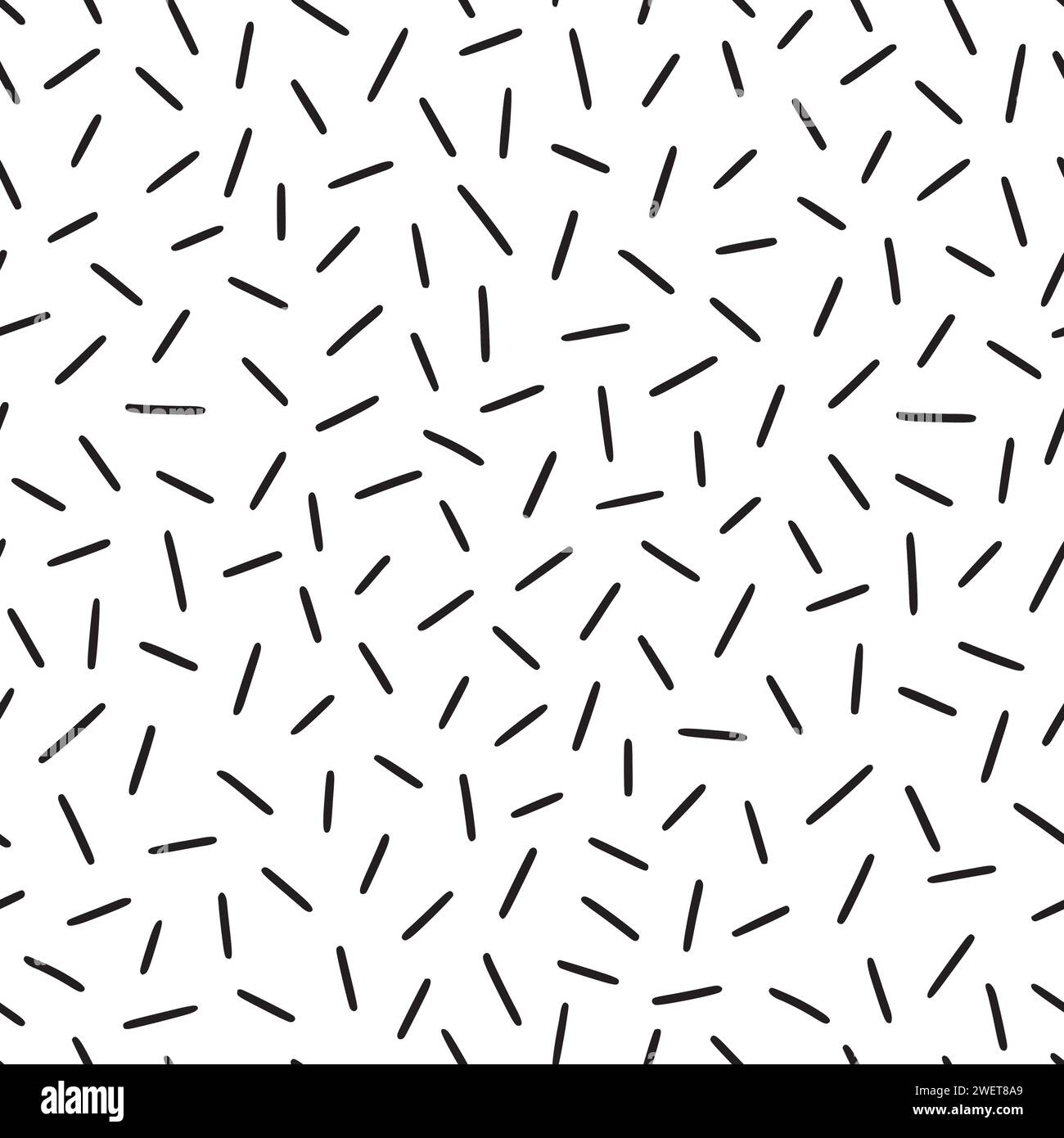 Small dash pattern on white background. Hand drawn small black dash seamless pattern. Simple minimal abstract, geometric texture design seamless background. Vector illustration Stock Vector