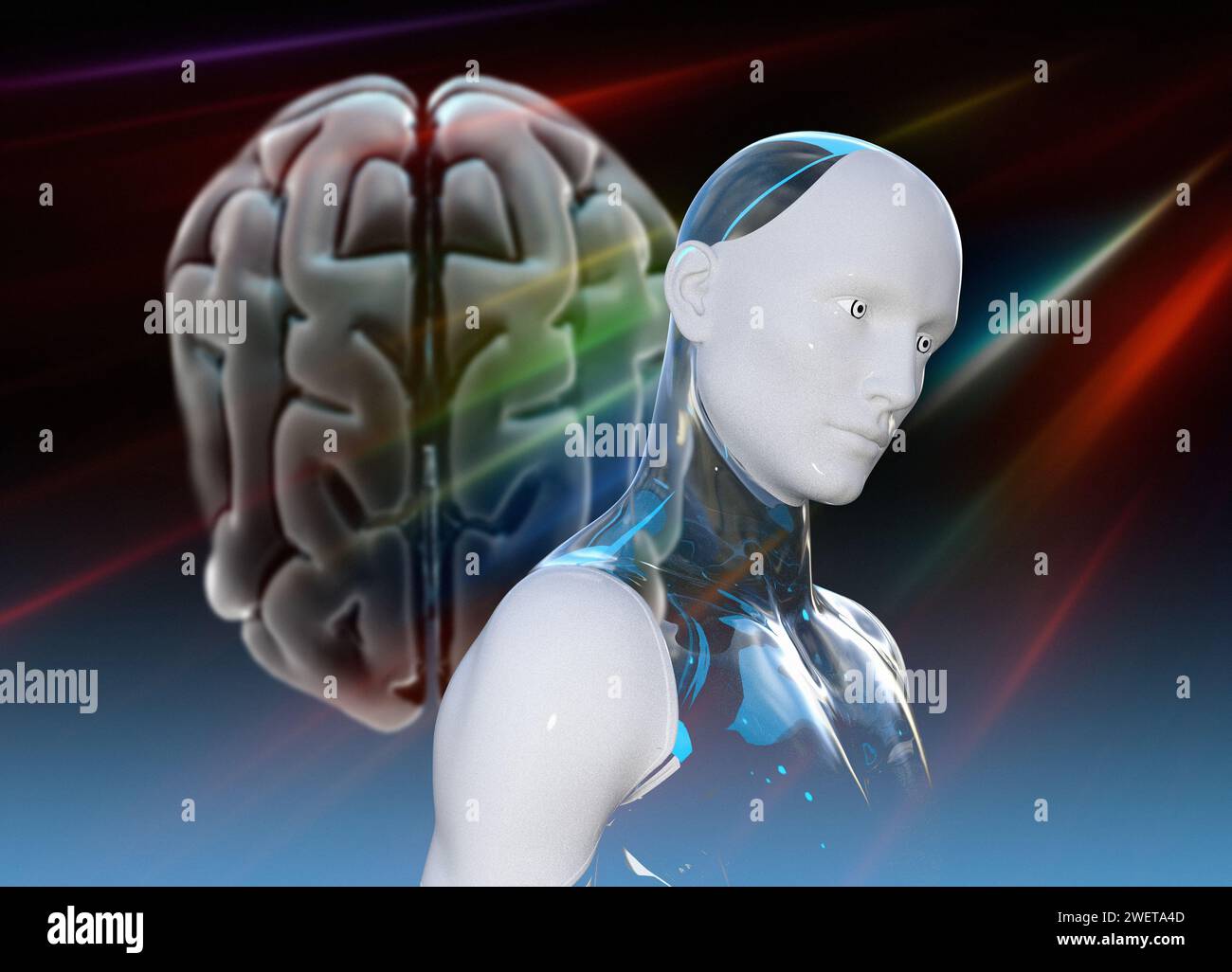 AI and robotics, conceptual illustration Stock Photo