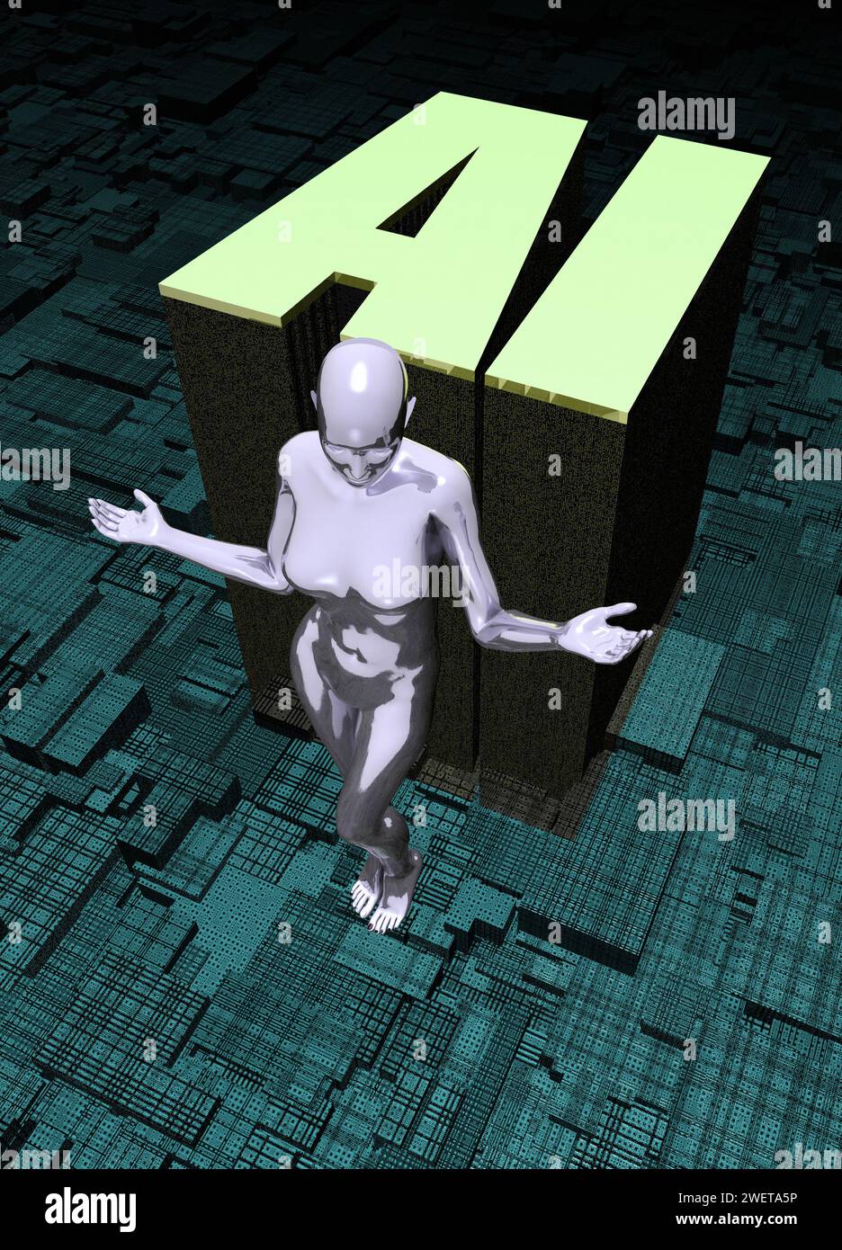AI in robotics, conceptual illustration Stock Photo