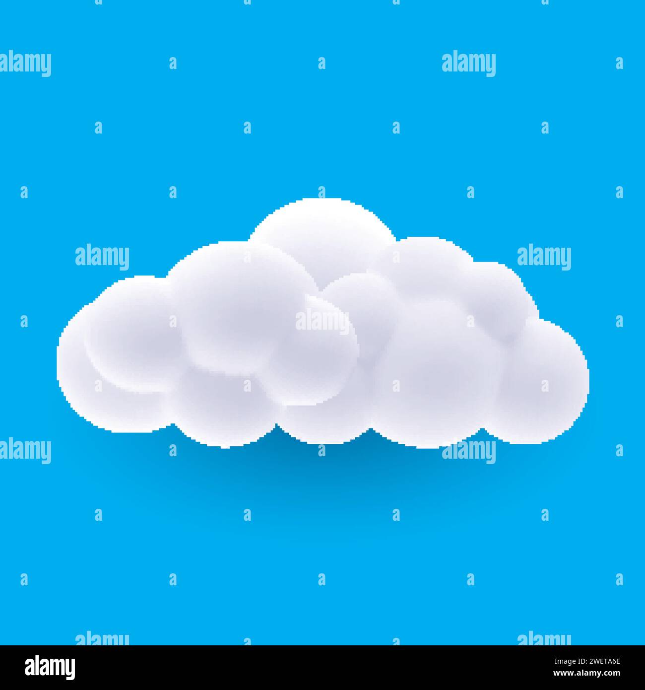 Cartoon Illustration of 3D Render White Cloud or Smoke with Shadow Effect on Blue Stock Vector
