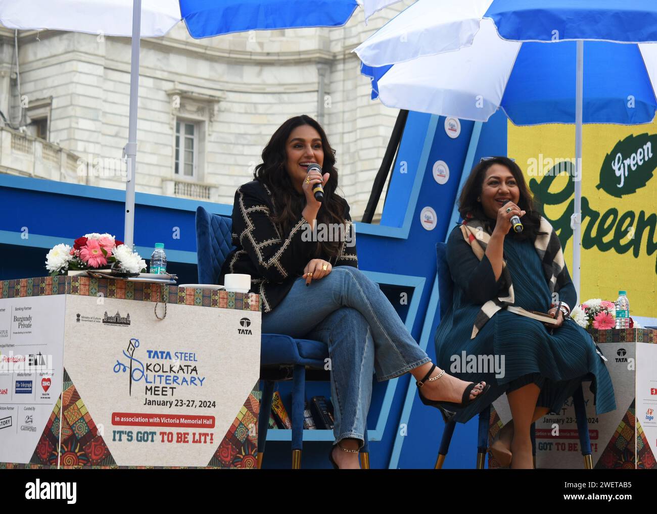 Kolkata, West Bengal, India. 26th Jan, 2024. Bollywood actress Huma Qureshi in Tata Steel Kolkata Literary Meet with the presentation of her debut book '' Zeba : The Accidental Superhero' (Credit Image: © Sayantan Chakraborty/Pacific Press via ZUMA Press Wire) EDITORIAL USAGE ONLY! Not for Commercial USAGE! Stock Photo