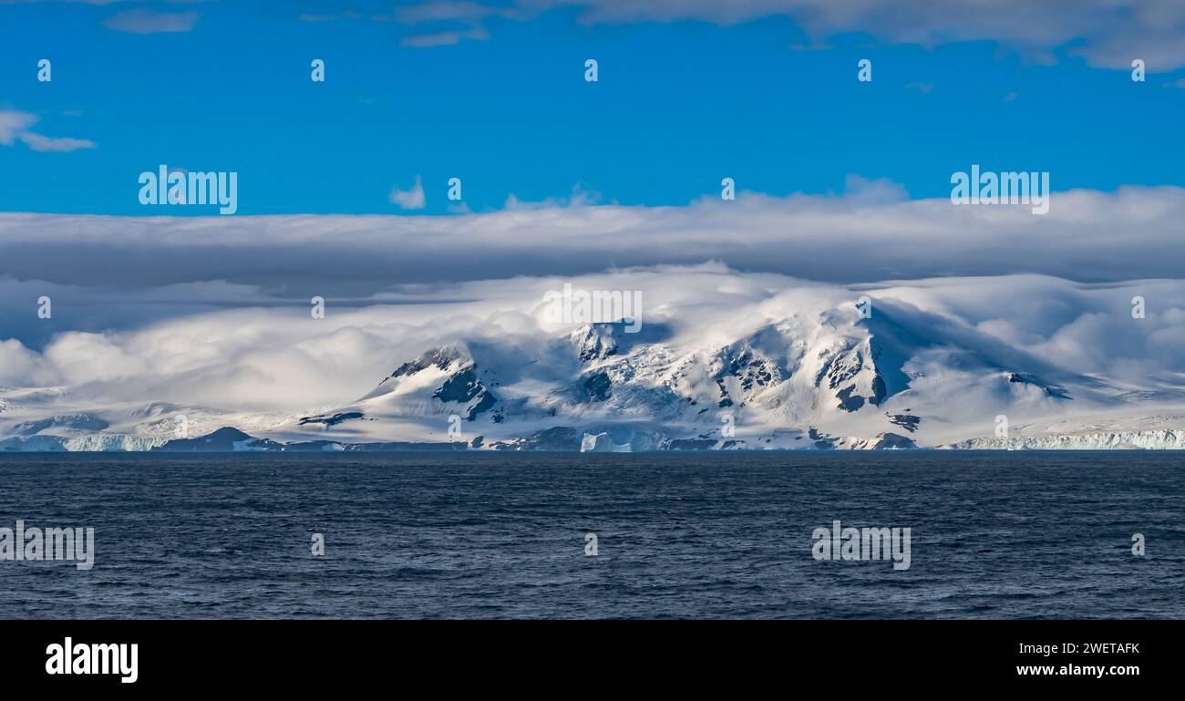 Mountains and glaciers of the Elephant Island off the northern coast of Antarctica. Stock Photo