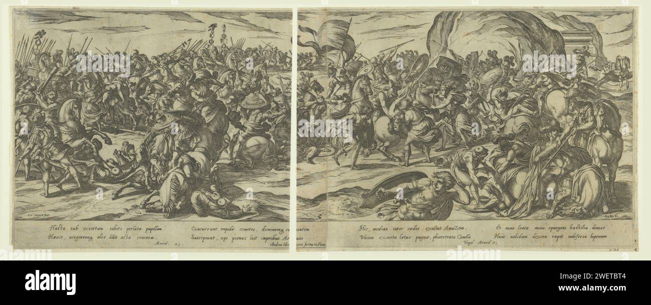 Camillus's death in the battle between Greeks and Romans, 1591 print ...