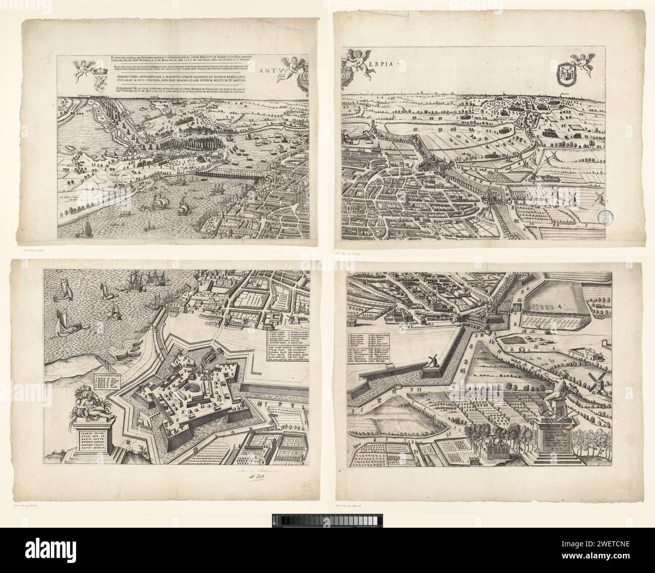 Large map of Antwerp with the failed attack in 1605, 1605 print Large ...
