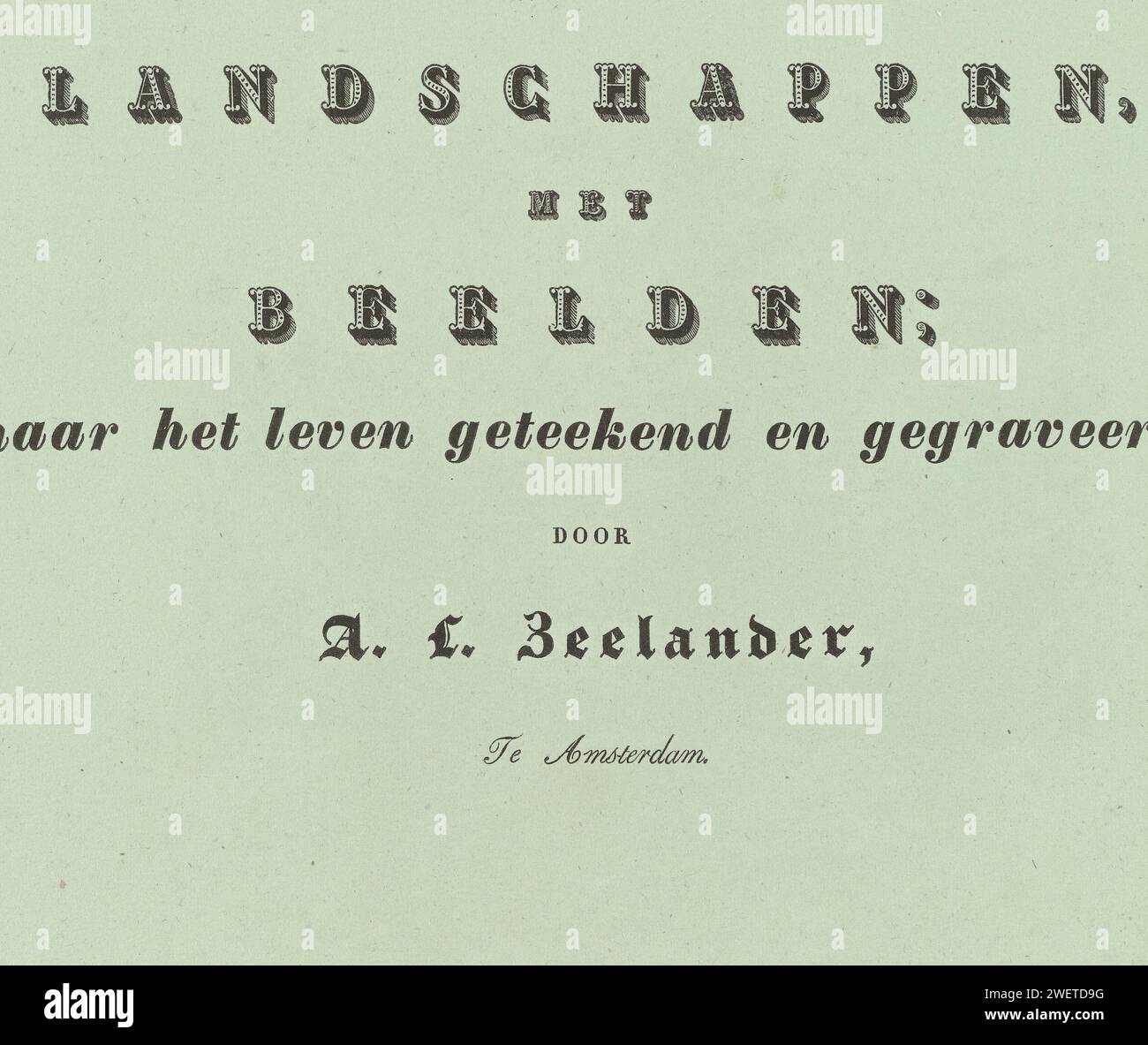 Text sheet for a series of landscapes of Abraham Lion Zeelander, 1799 ...