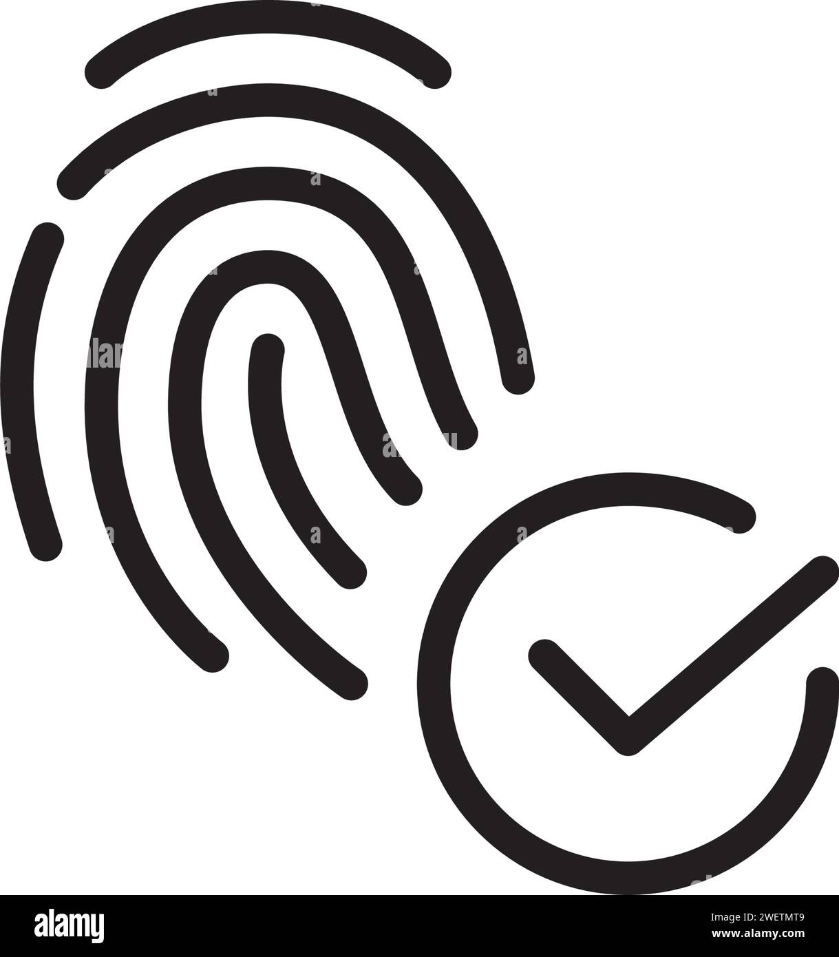 Fingerprint recognition passed. Pixel perfect icon Stock Vector