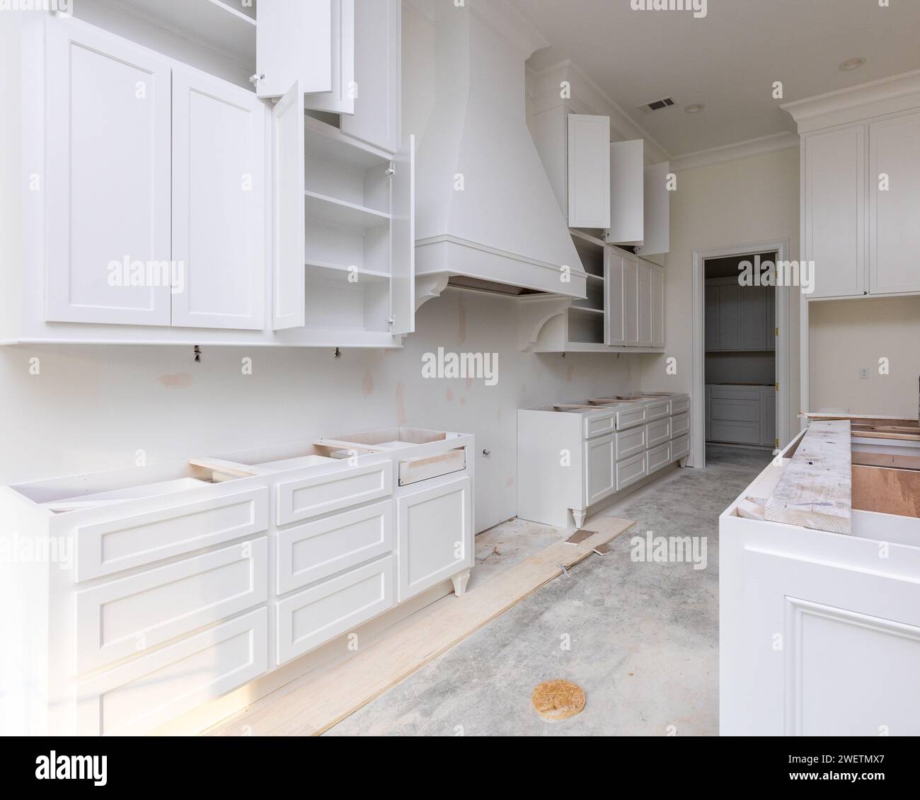 House under constructions with new cabinets Stock Photo