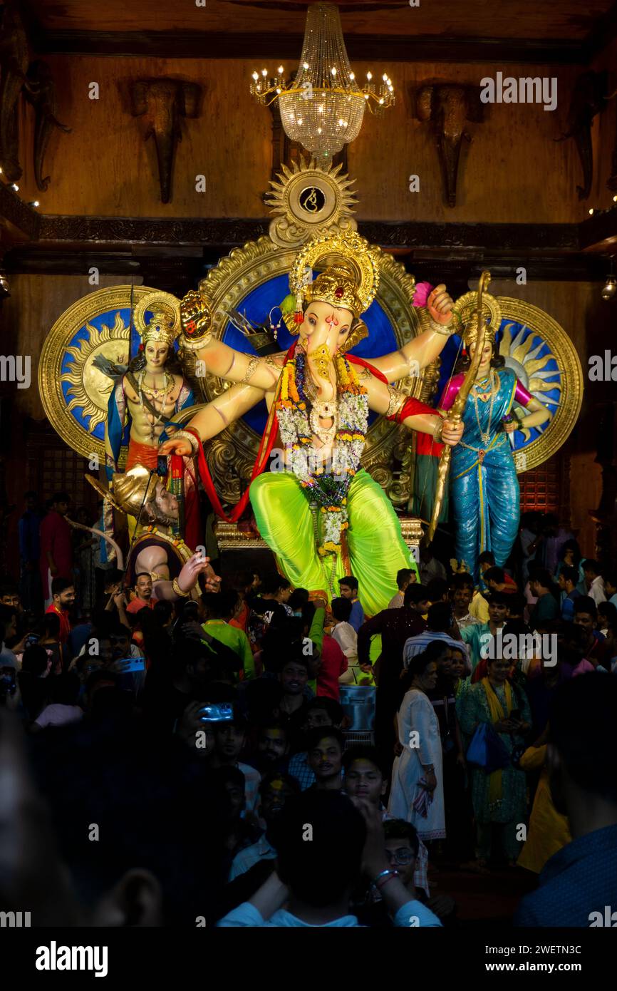Lalbaughcharaja Idol of Ganapati during Ganesh Chaturthi Stock Photo ...