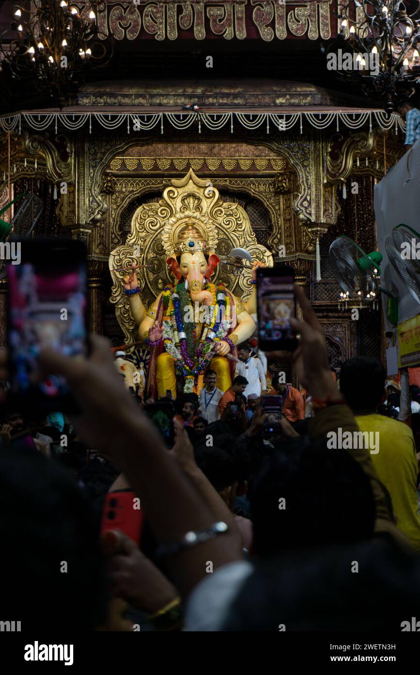 Lalbaughcharaja Idol of Ganapati during Ganesh Chaturthi Stock Photo ...