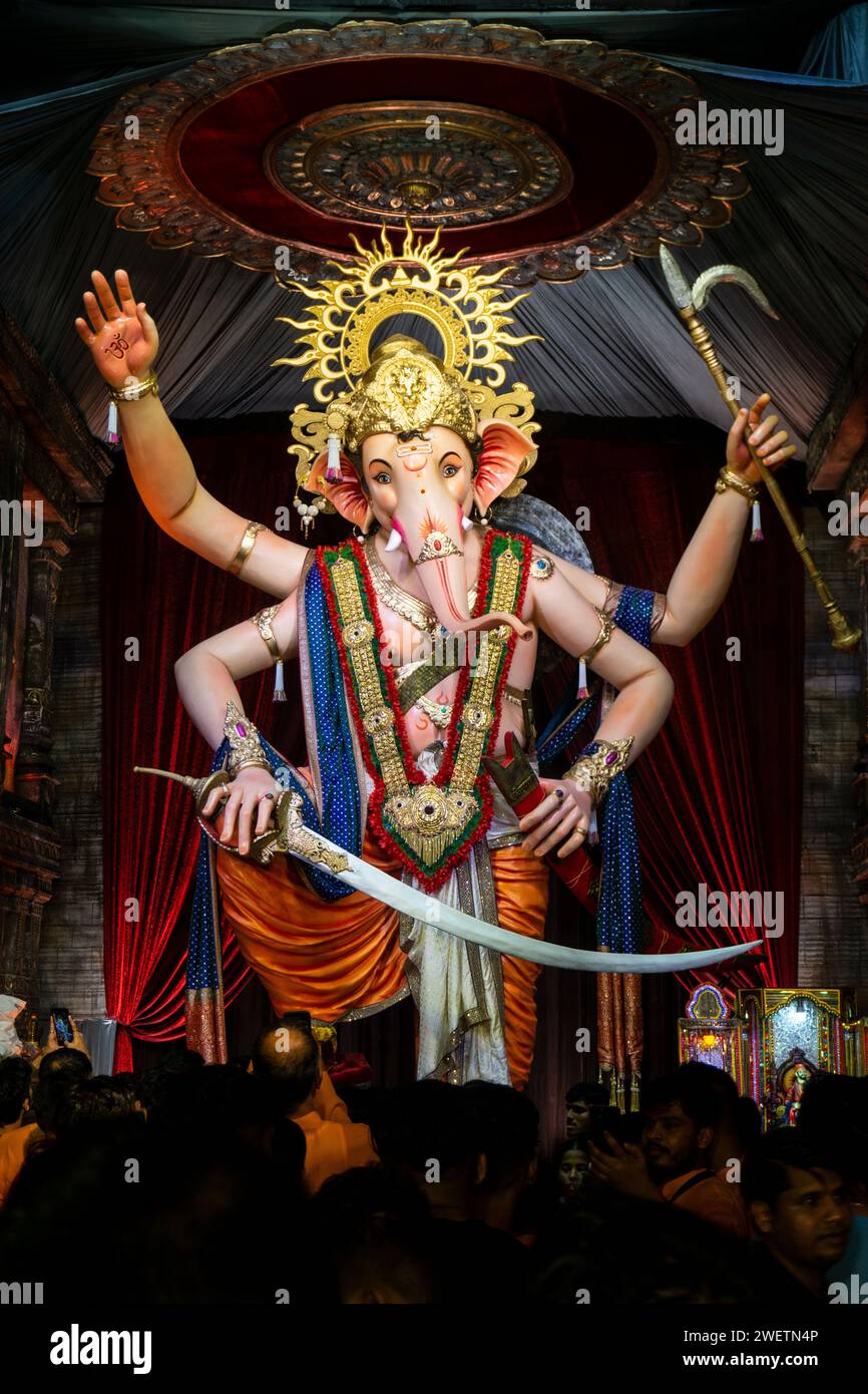 Lalbaughcharaja Idol of Ganapati during Ganesh Chaturthi Stock Photo ...