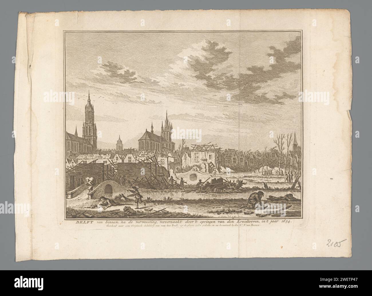 Destruction in Delft after the explosion of the gunpowder warehouse on ...