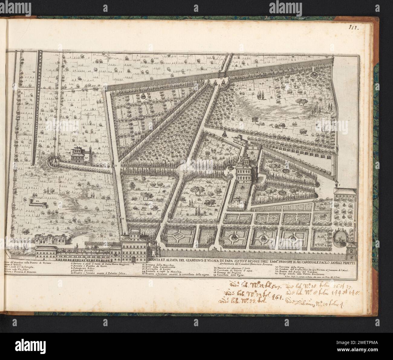 Cardinal Savelli Map of the garden and vineyard of Pope Sixtus V and the garden of ...
