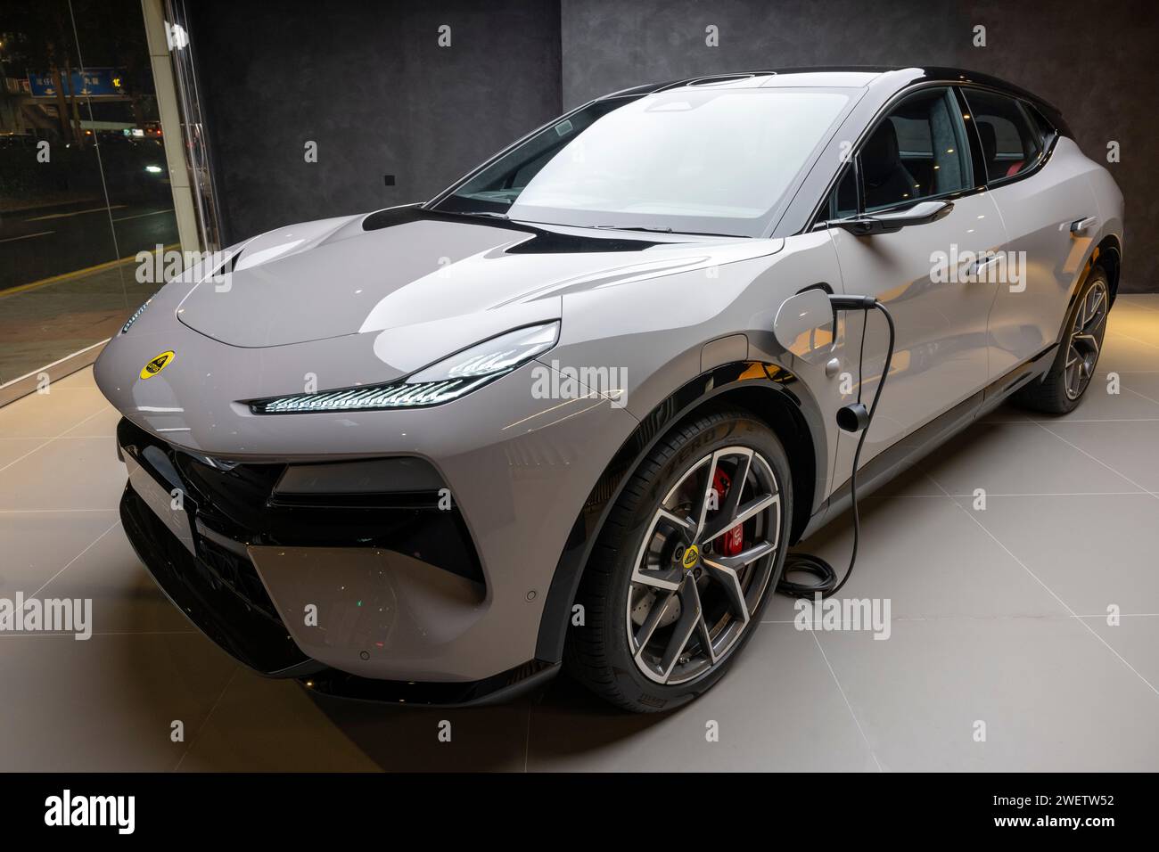 New Electirc cars made by Lotus, Hong Kong, China. Stock Photo