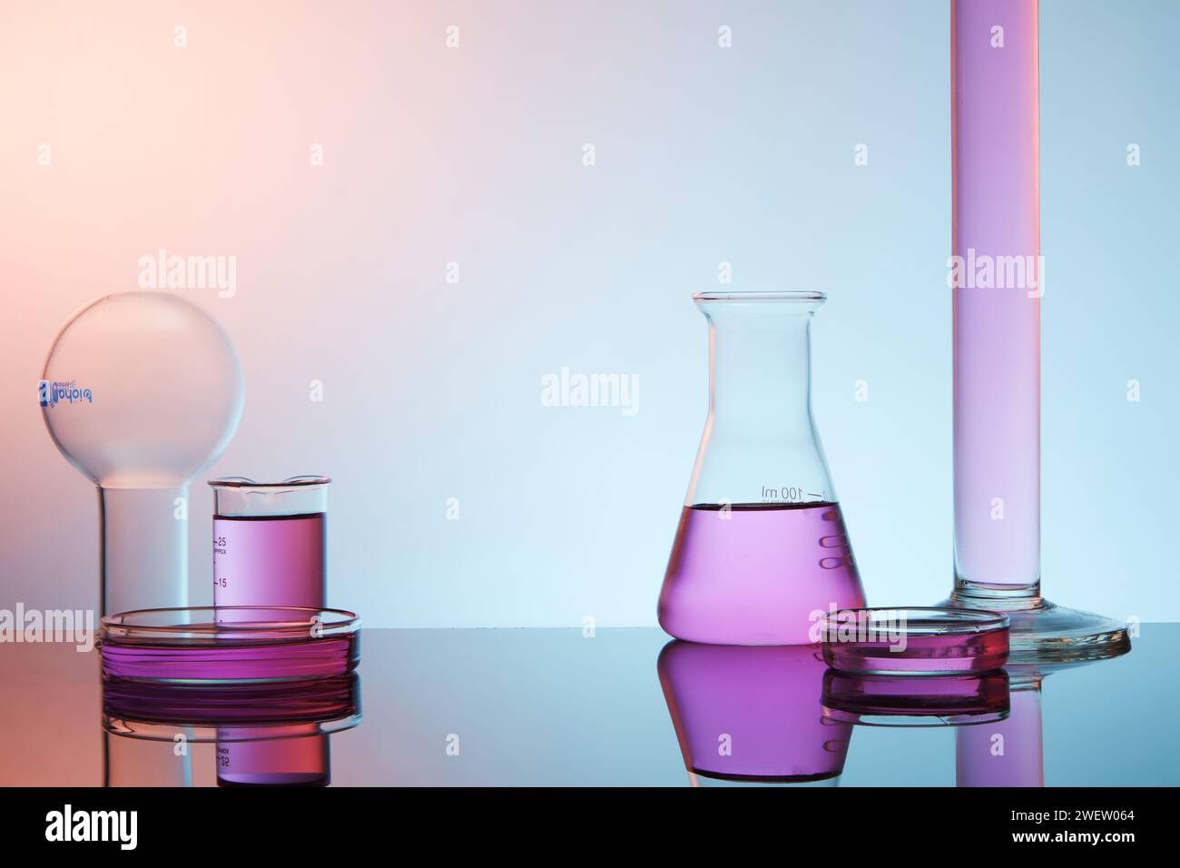 Lab theme with laboratory equipment erlenmeyer flask, test tube