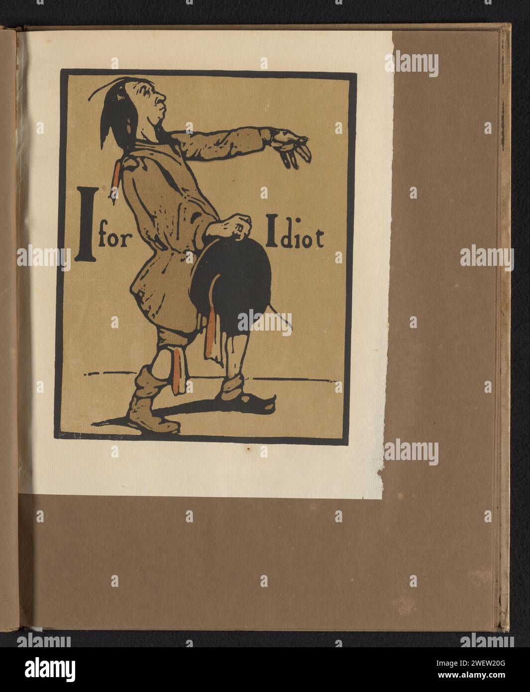 I for Idiot, William Nicholson, 1898 print Print is part of a book.  paper  fool, simpleton, numskull Stock Photo