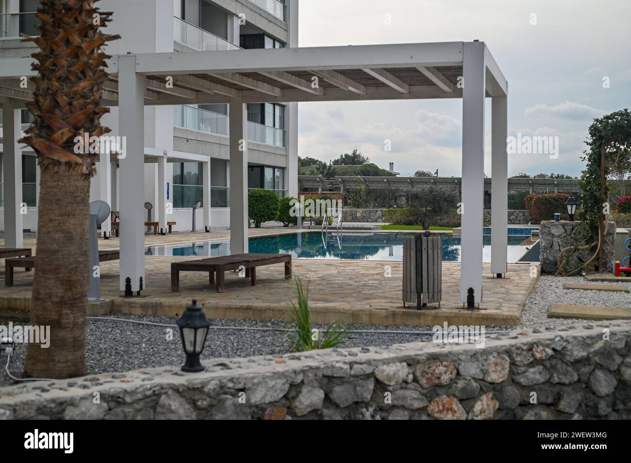 swimming pool in a residential complex in Cyprus 1 Stock Photo - Alamy