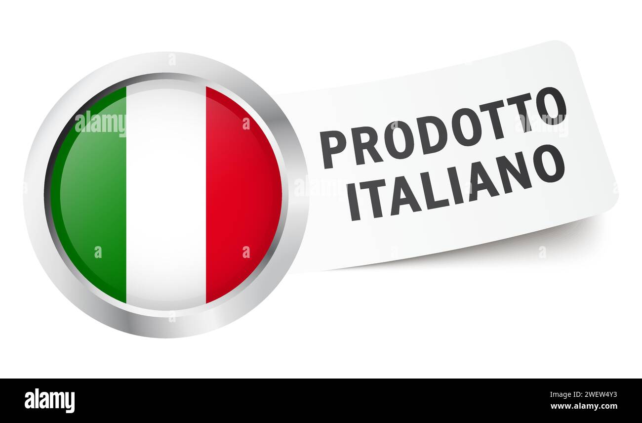 Button with flag ' PRODOTTO ITALIANO ' Stock Vector
