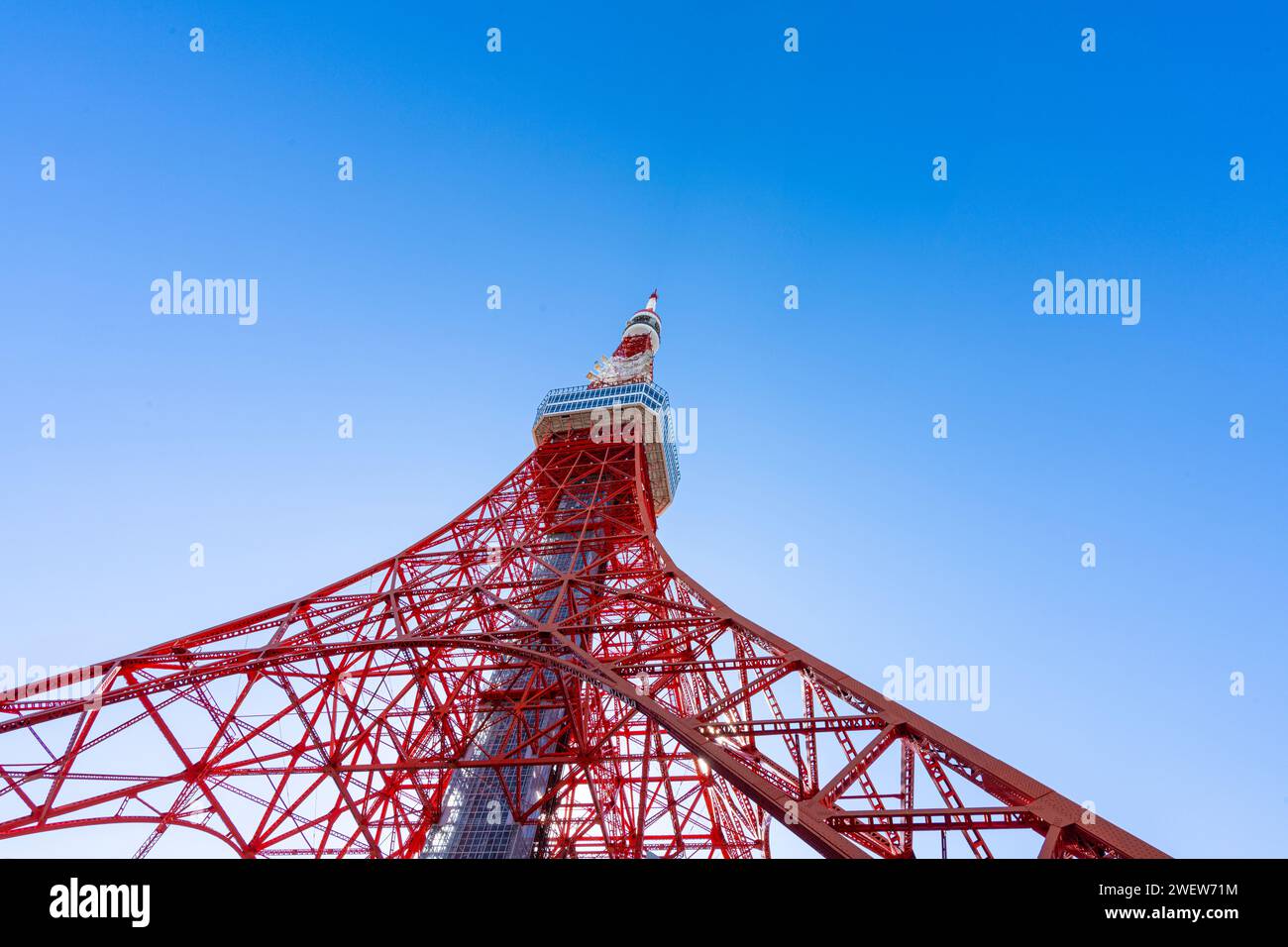 Tokyo, Japan. January 9, 2024. Panoramic view of the Tokyo Tower in the city center Stock Photo