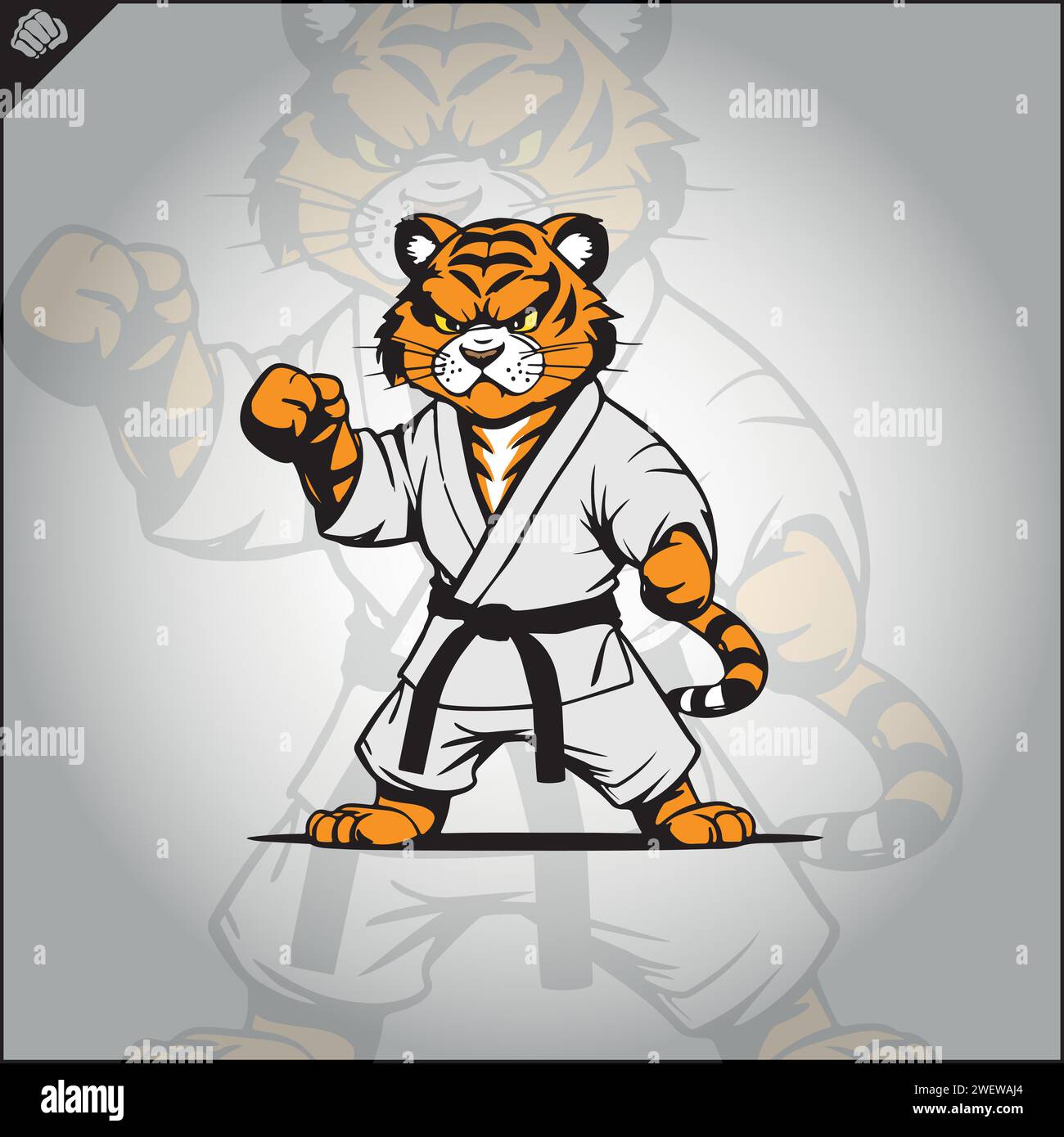 Tiger karate logo cartoon. Graphic logo. Vector EPS Stock Vector