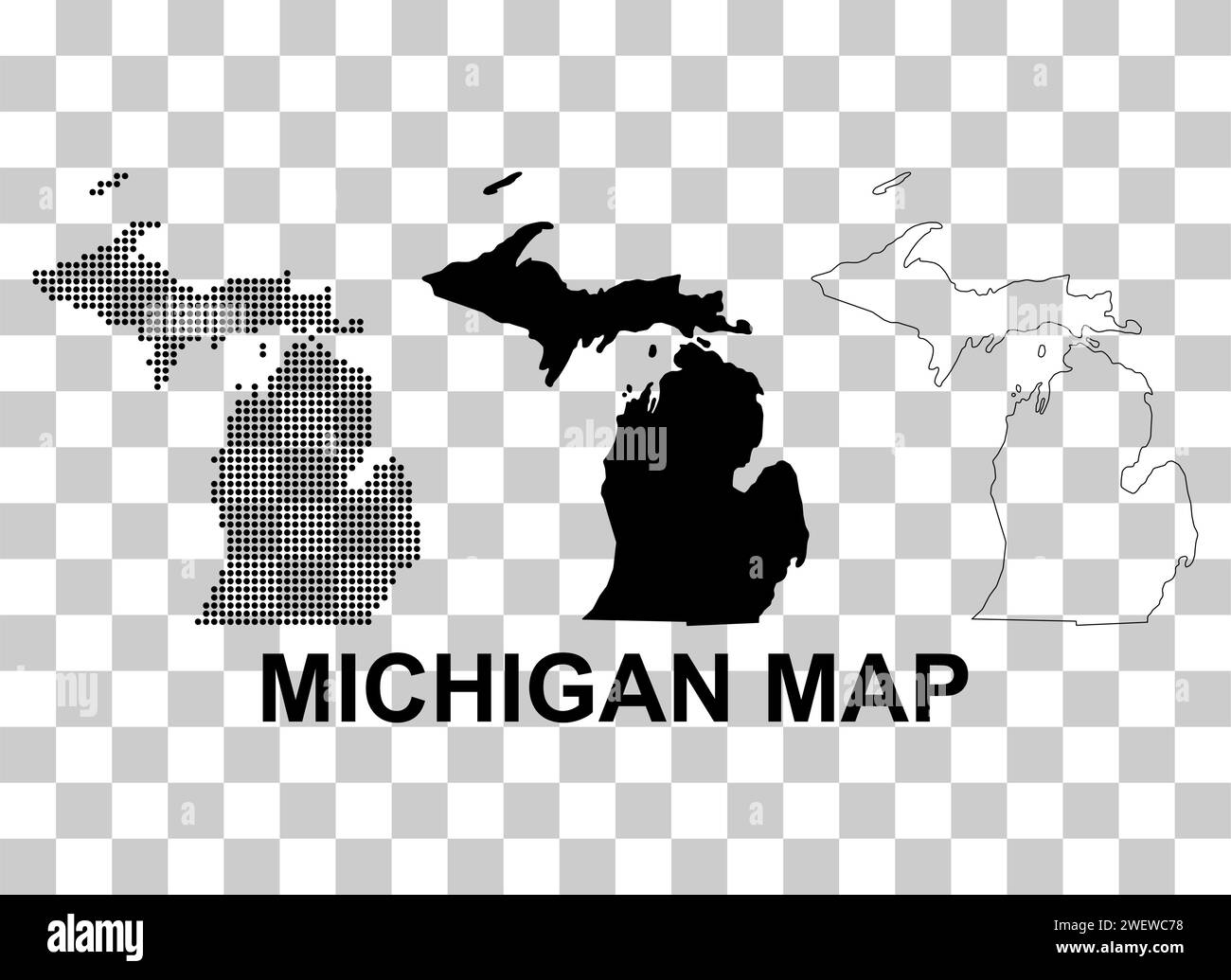 Set of Michigan map, united states of america. Flat concept icon vector