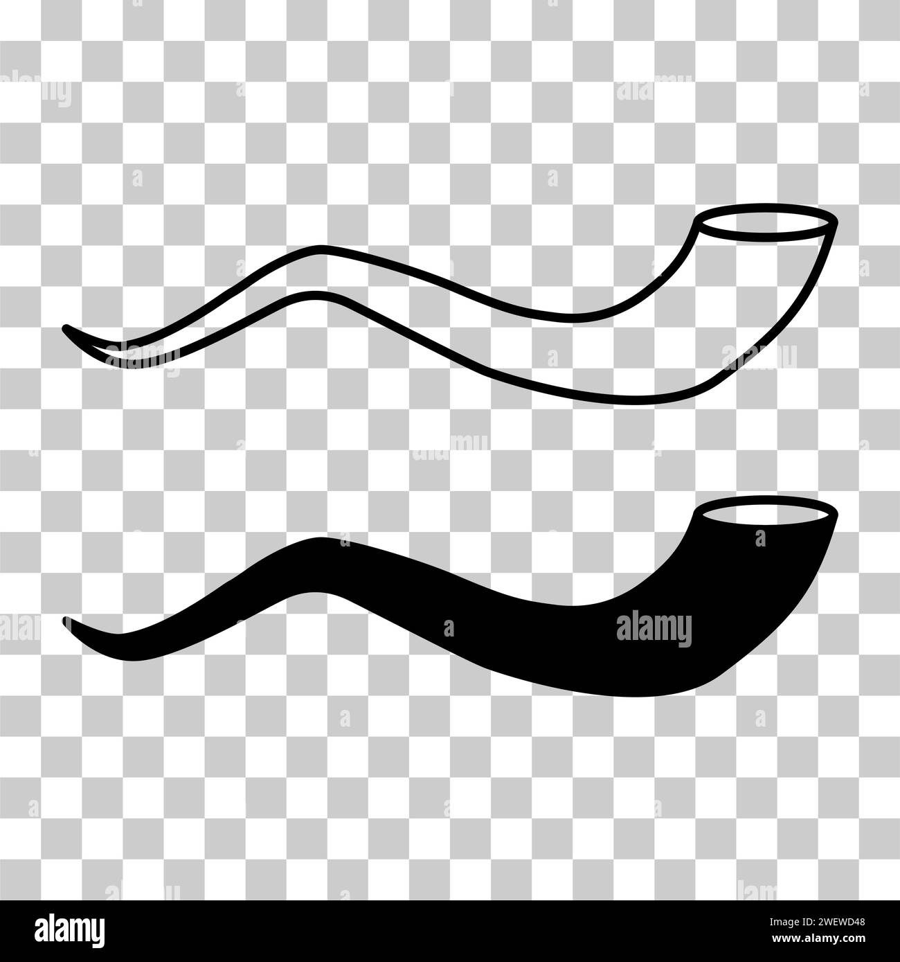 Set of Shofar horn icon, graphic religion design symbol, ritual web