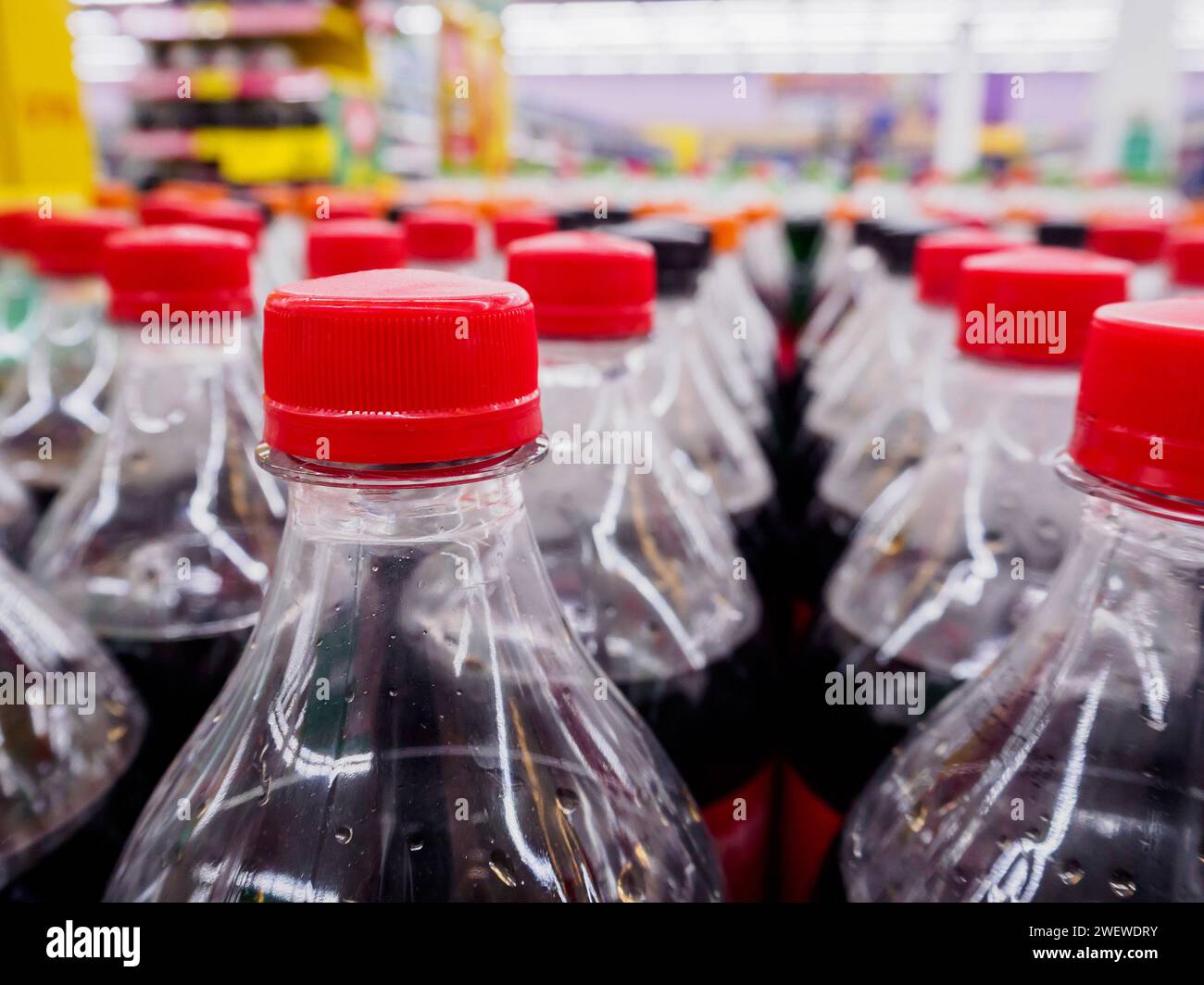Carbonated soft drink bottles close up Stock Photo Alamy
